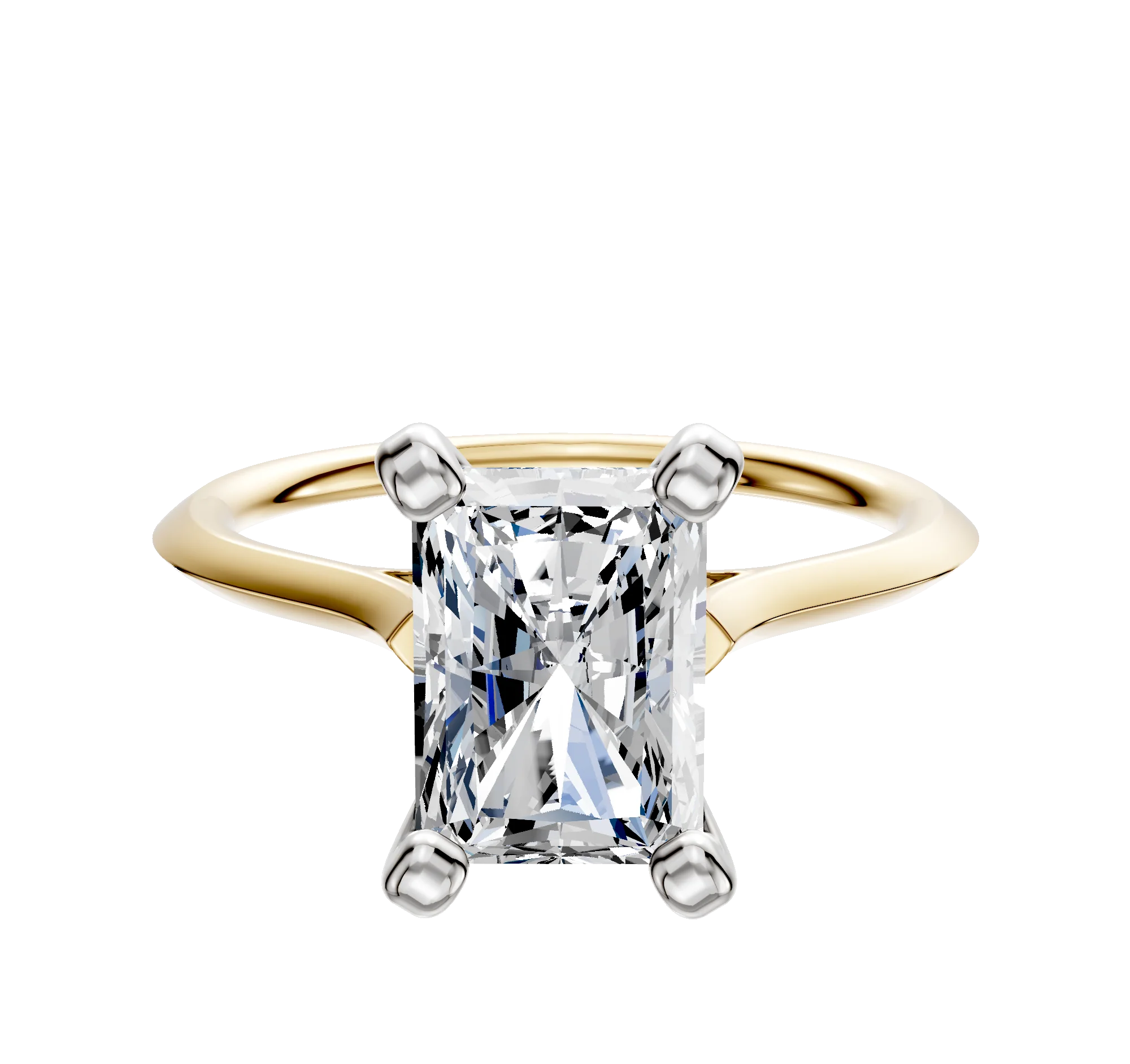 14K Two Tone 4 Prong Cathedral Knife Edge 1.5mm Engagement Ring