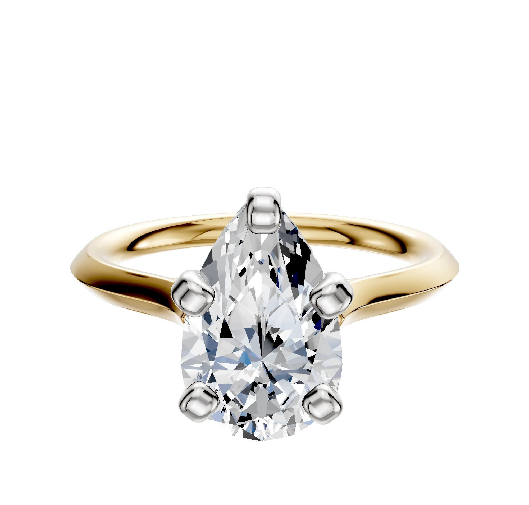 14K Two Tone 4 Prong Cathedral Knife Edge 2.0mm Engagement Ring