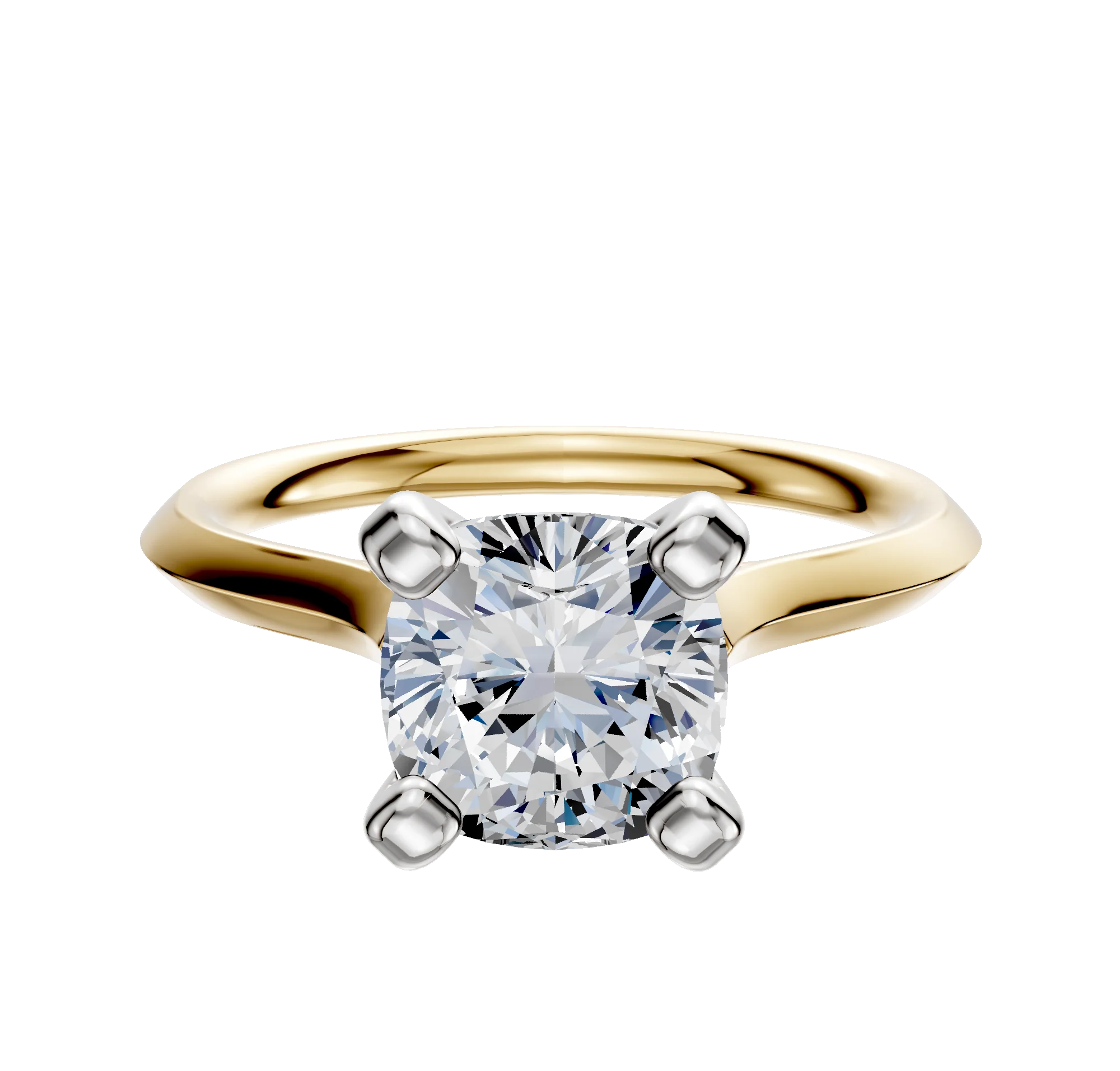 14K Two Tone 4 Prong Cathedral Knife Edge 2.0mm Engagement Ring