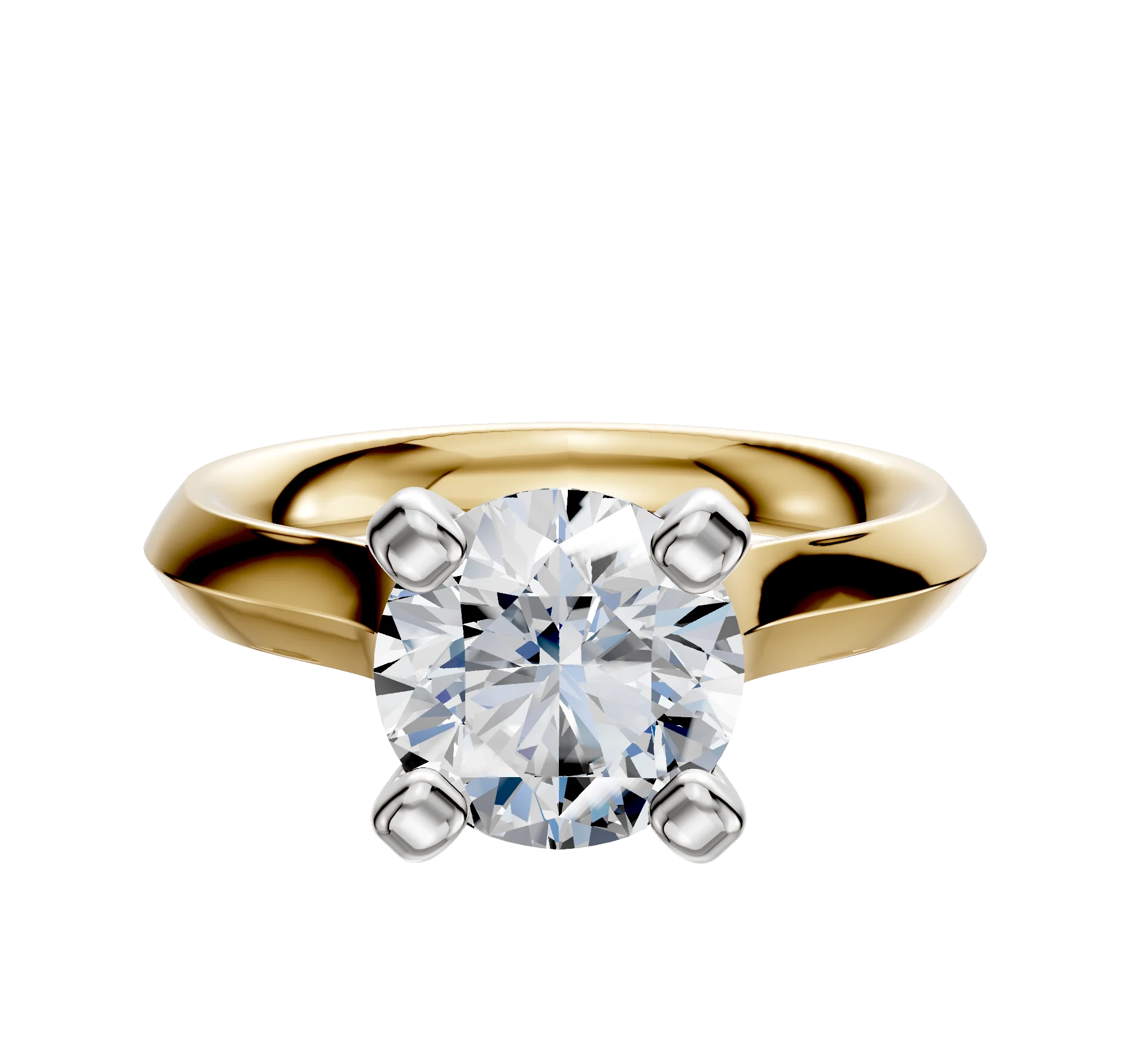 14K Two Tone 4 Prong Cathedral Knife Edge 3.0mm Engagement Ring