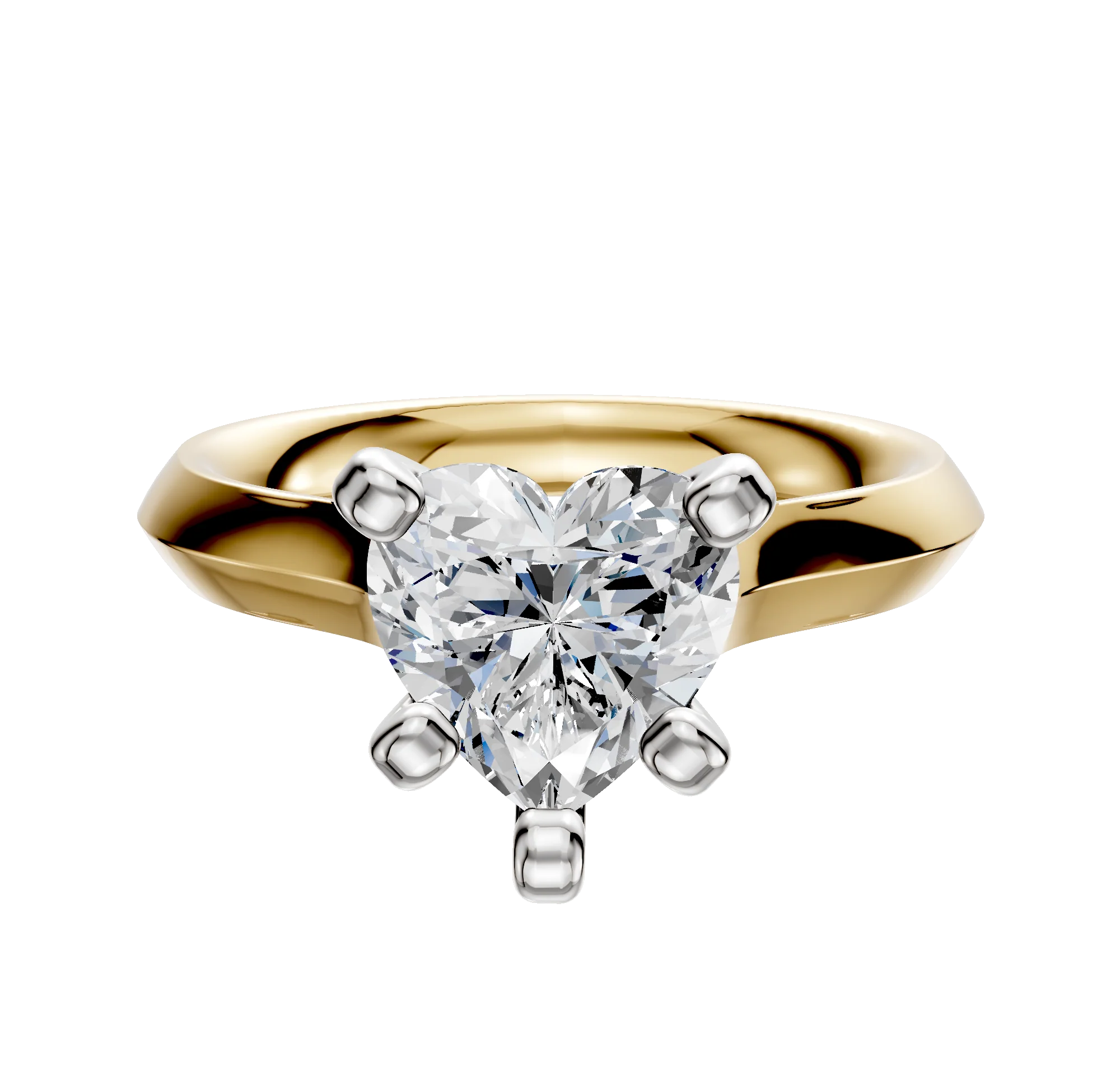 14K Two Tone 4 Prong Cathedral Knife Edge 3.0mm Engagement Ring