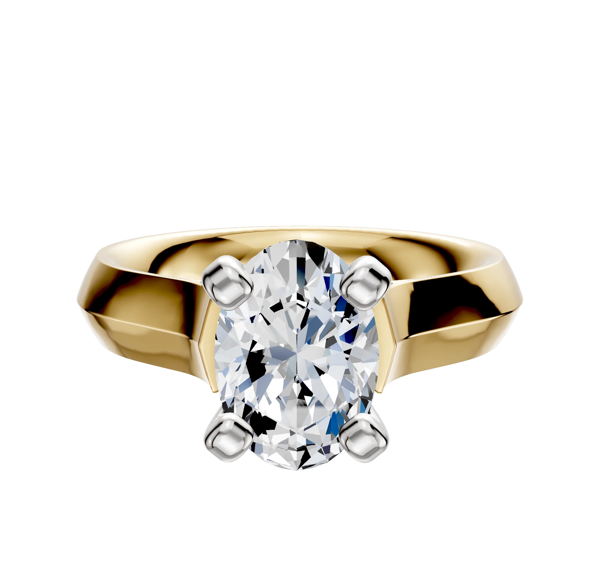 14K Two Tone 4 Prong Cathedral Knife Edge 4.0mm Engagement Ring