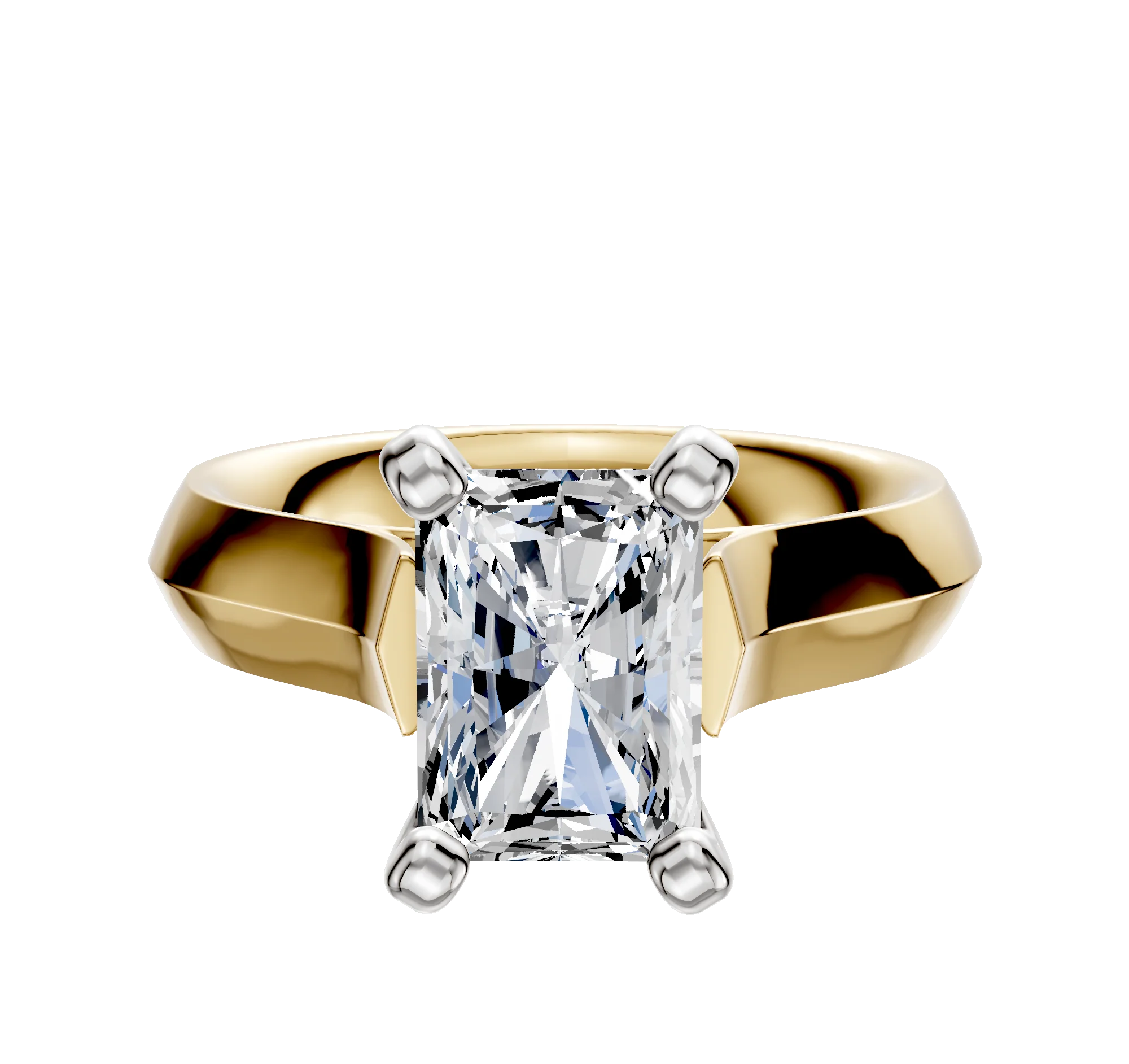 14K Two Tone 4 Prong Cathedral Knife Edge 4.0mm Engagement Ring