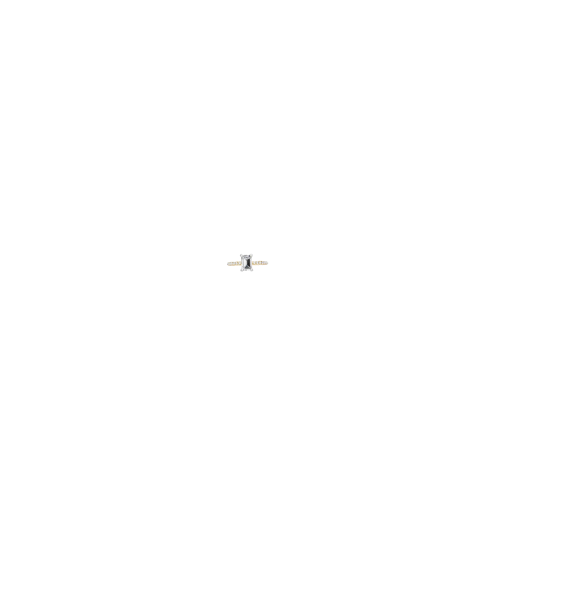 14K Two Tone 4 Prong Classic Dome 1-Row-Pave 2.5mm Engagement Ring - Image 2