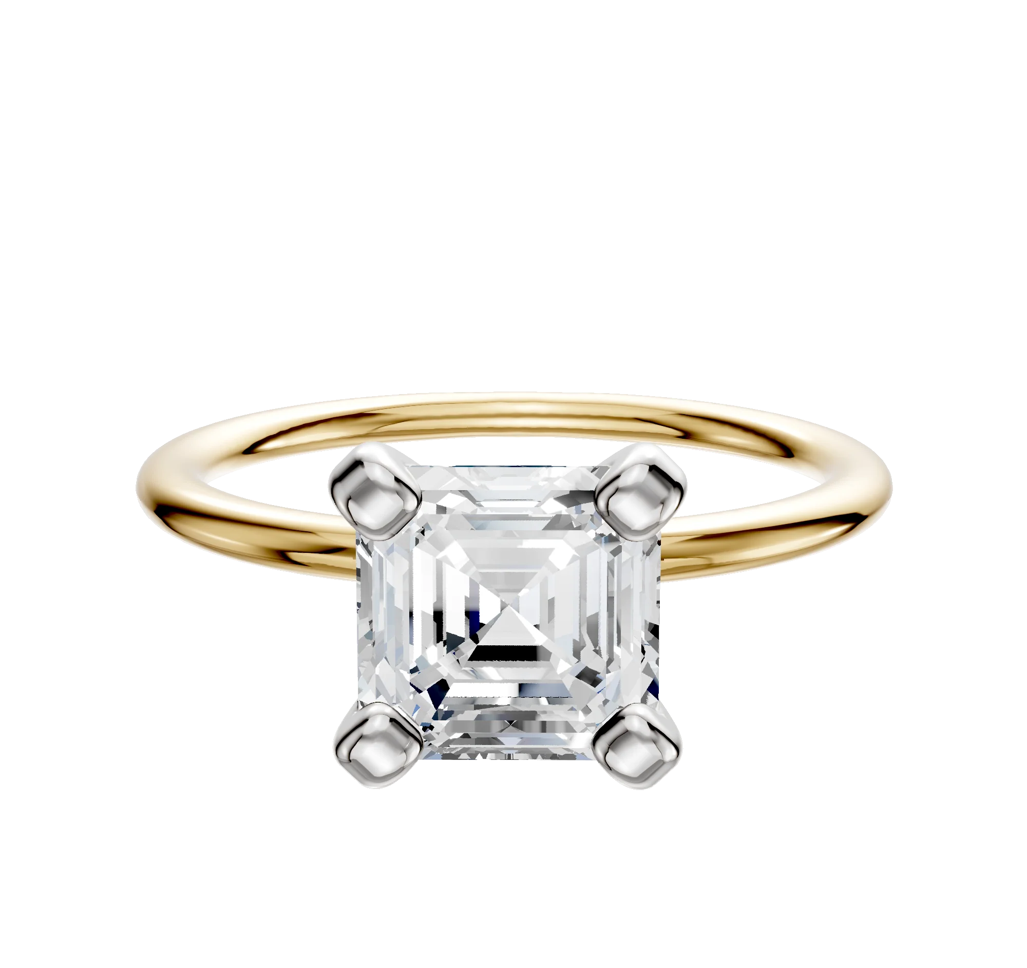 14K Two Tone 4 Prong Classic Dome 1.5mm Engagement Ring