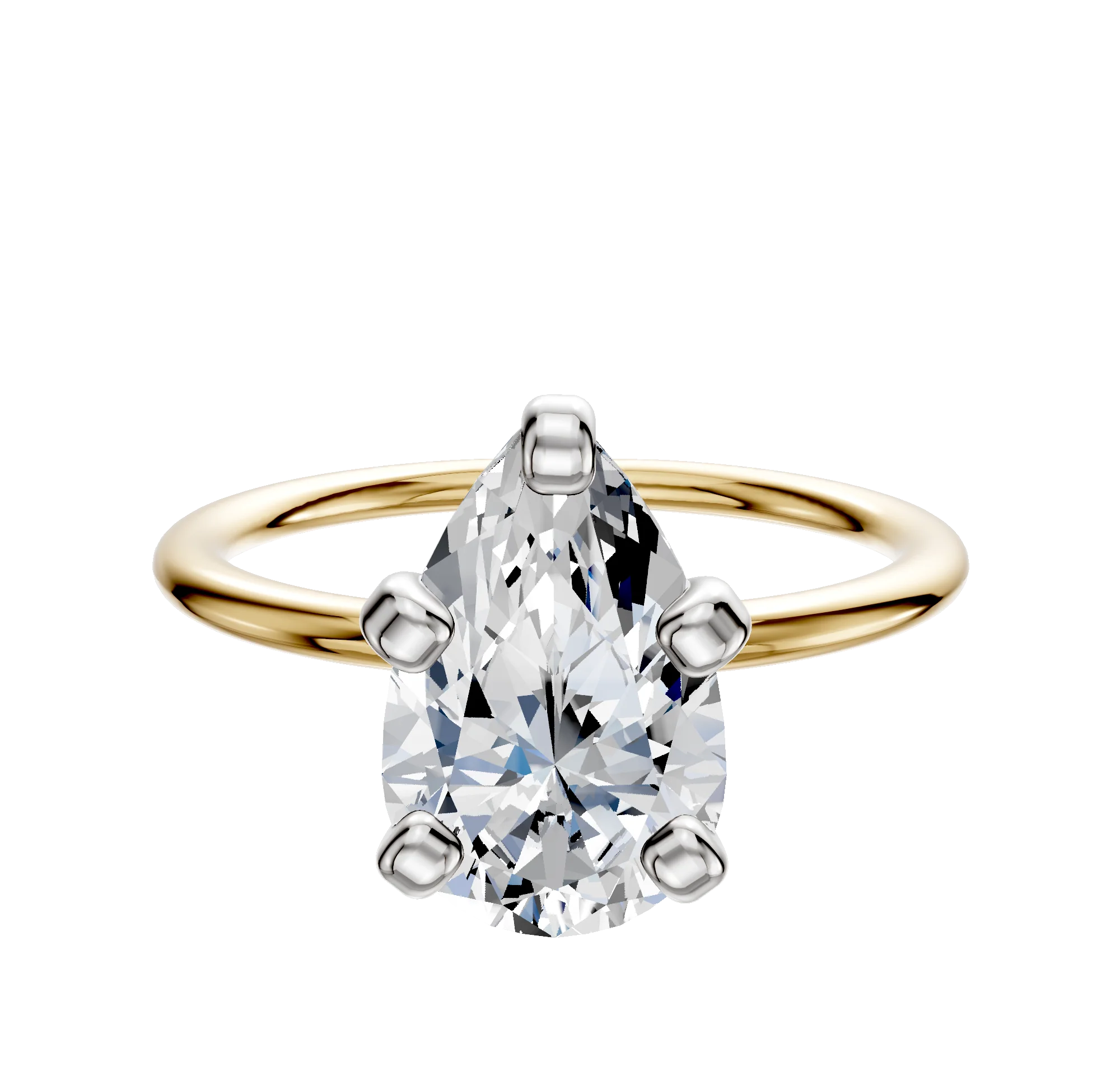 14K Two Tone 4 Prong Classic Dome 1.5mm Engagement Ring