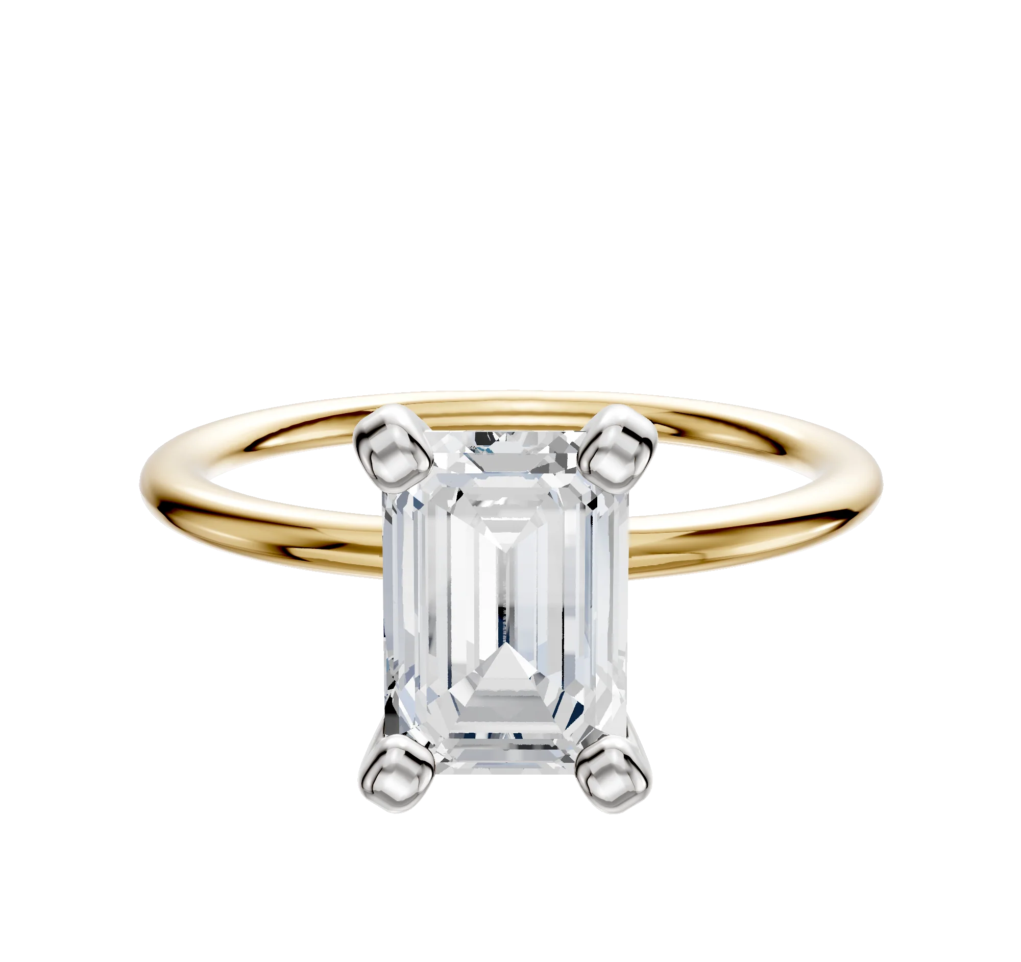 14K Two Tone 4 Prong Classic Dome 1.5mm Engagement Ring