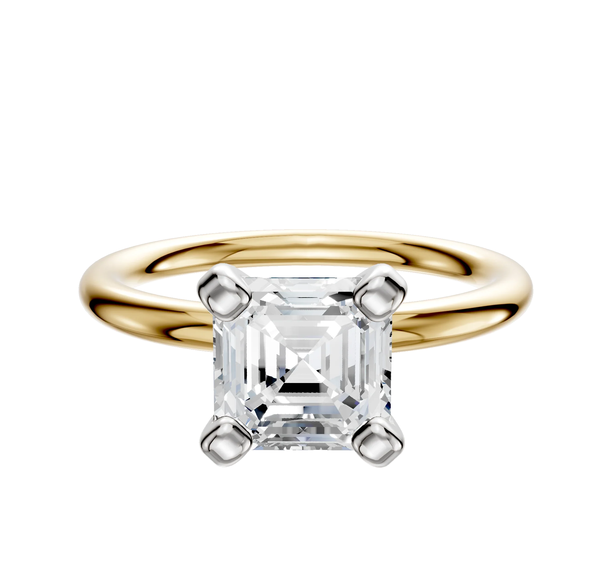 14K Two Tone 4 Prong Classic Dome 2.0mm Engagement Ring