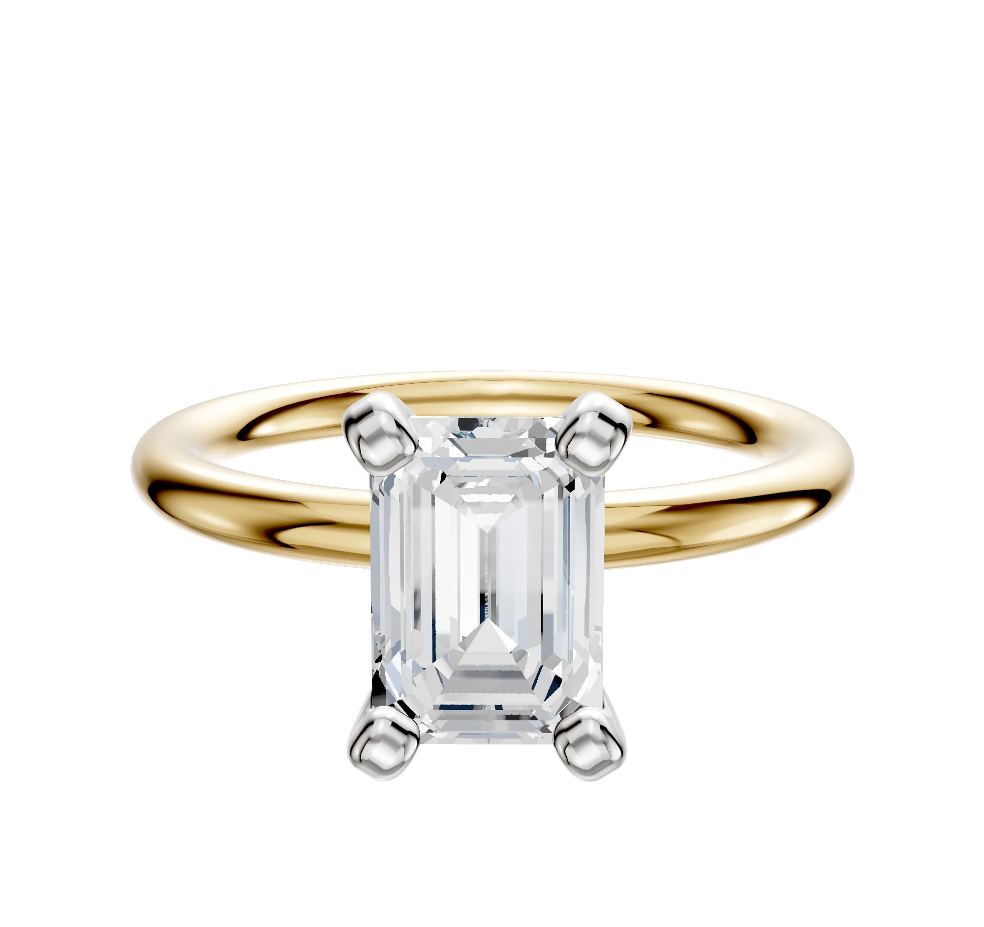14K Two Tone 4 Prong Classic Dome 2.0mm Engagement Ring
