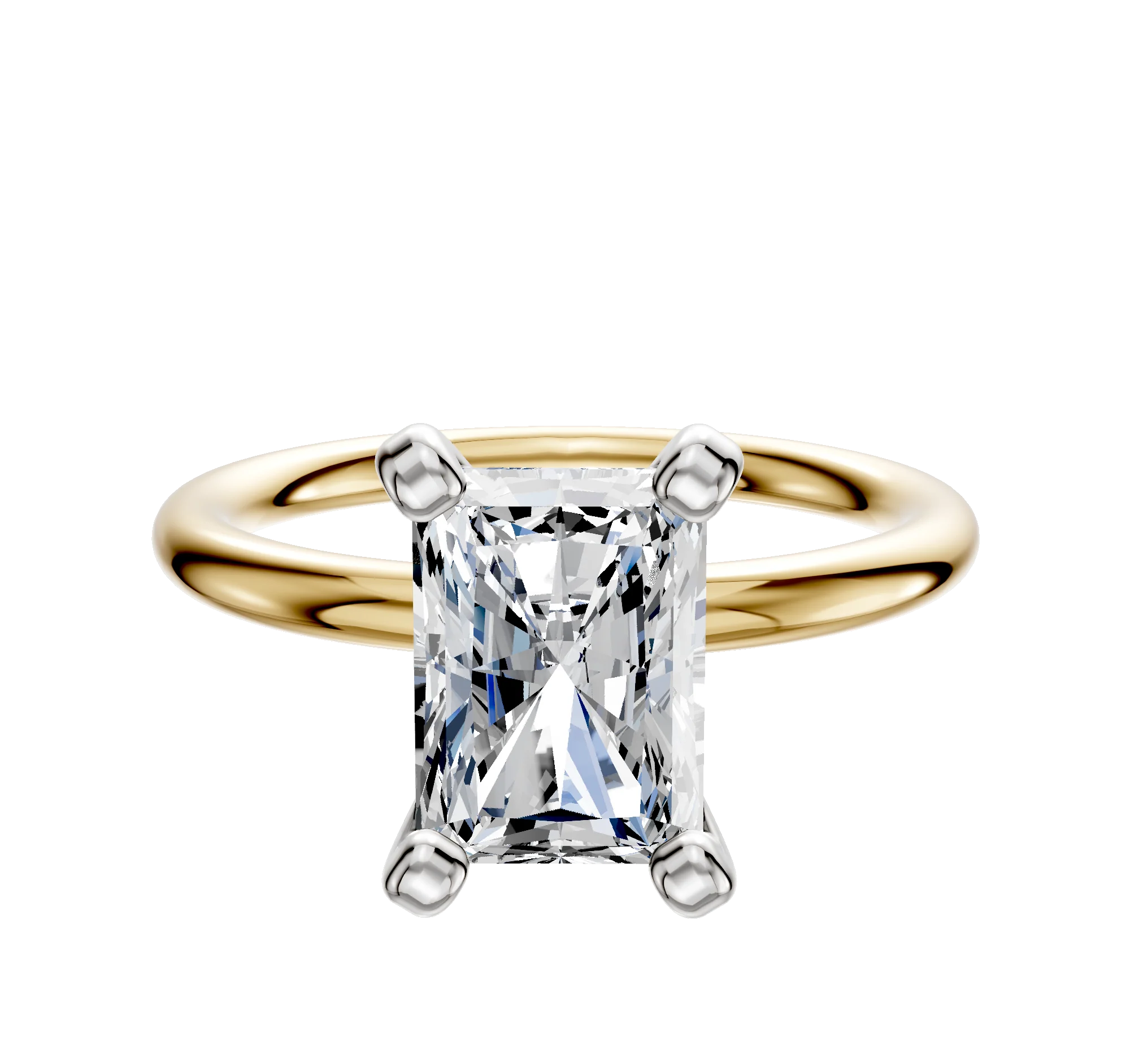14K Two Tone 4 Prong Classic Dome 2.0mm Engagement Ring