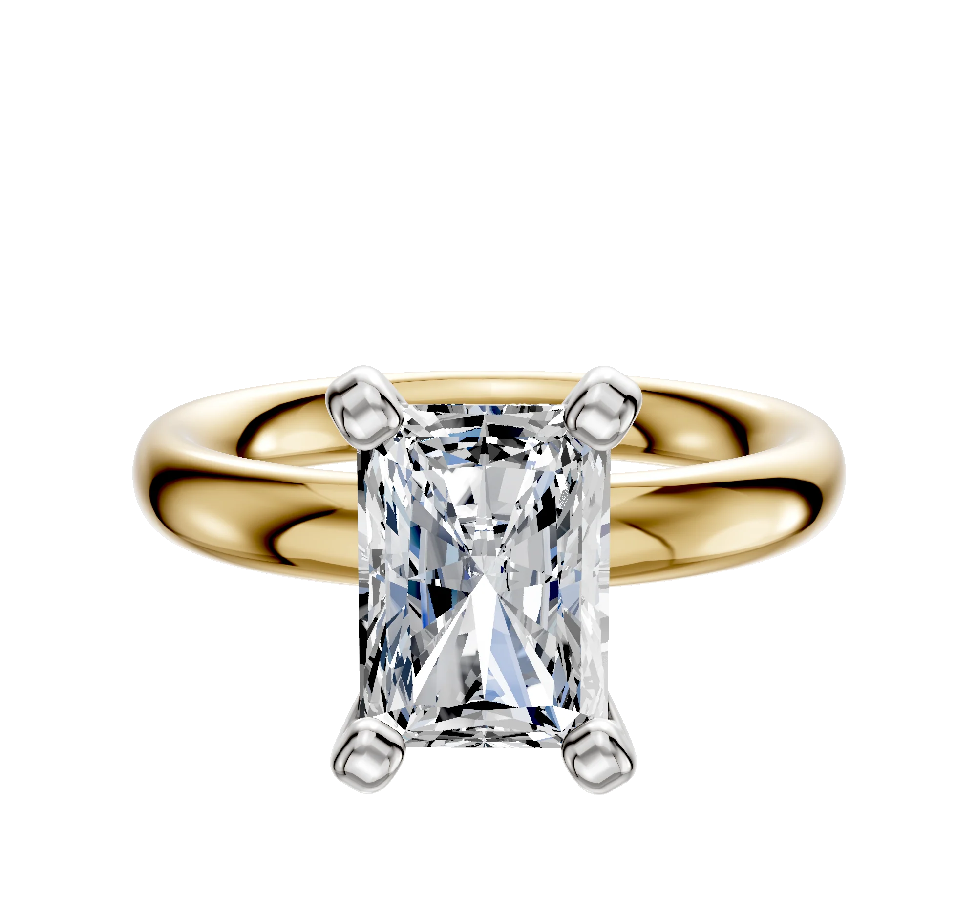 14K Two Tone 4 Prong Classic Dome 3.0mm Engagement Ring