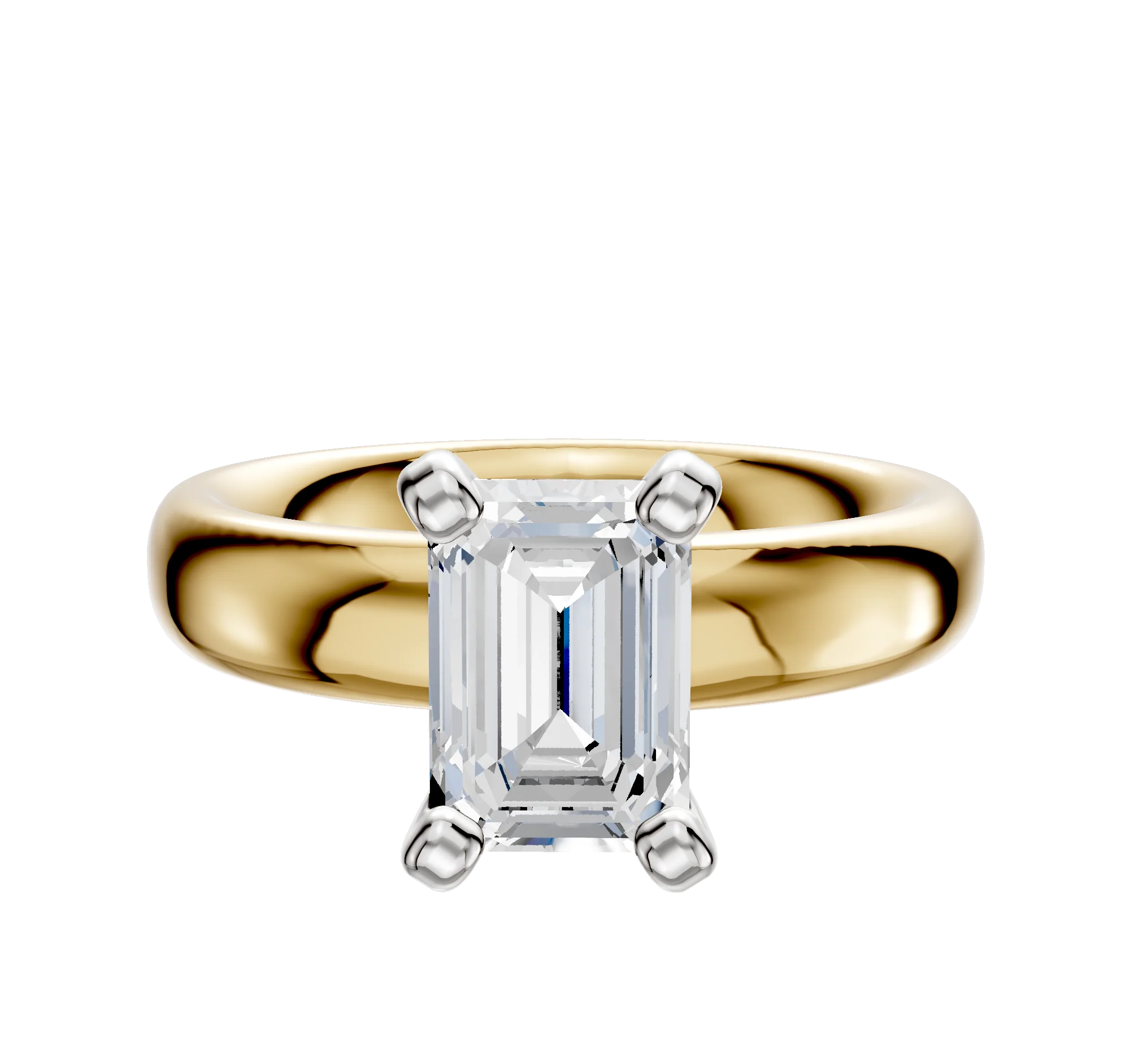 14K Two Tone 4 Prong Classic Dome 4.0mm Engagement Ring