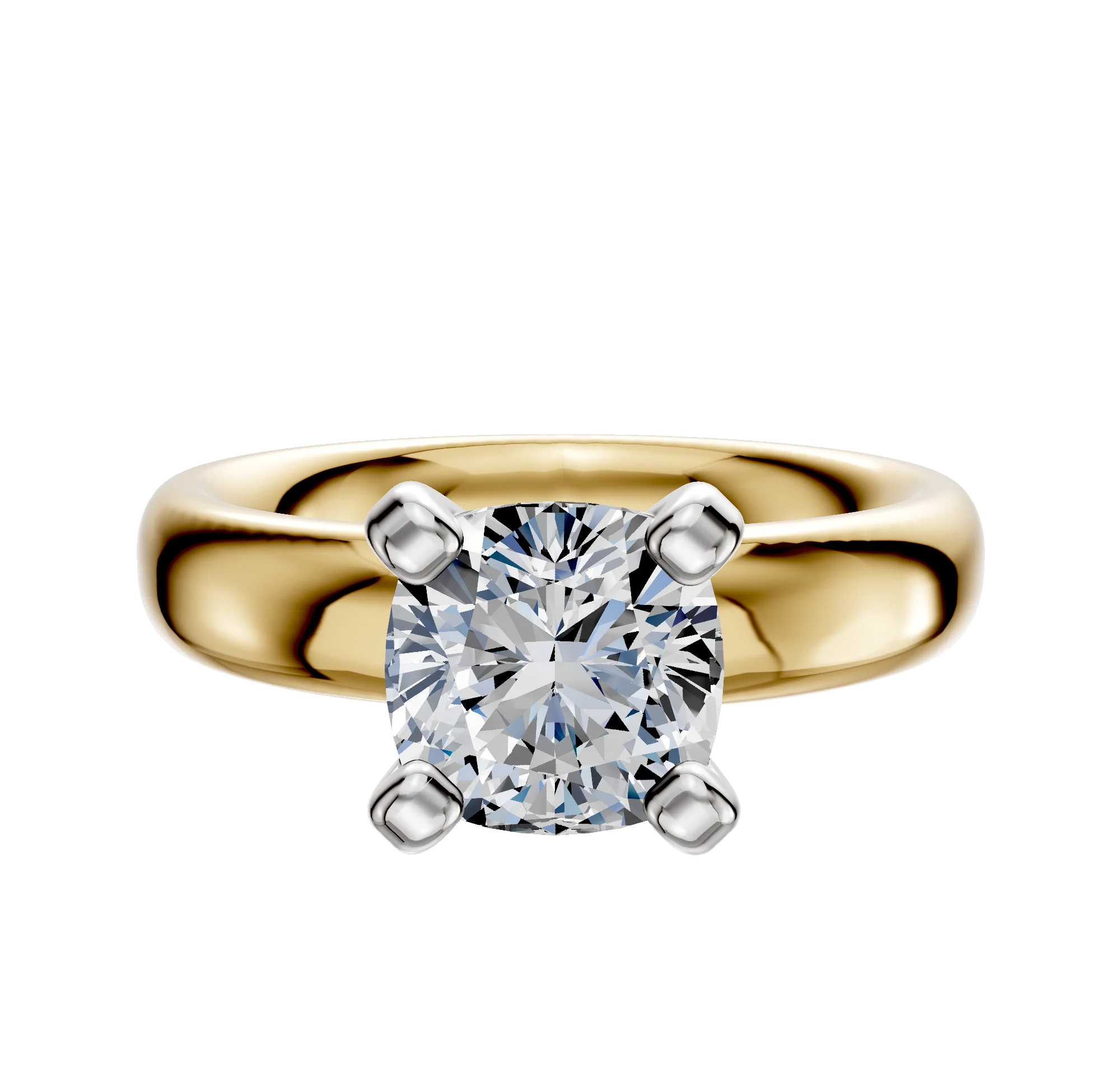 14K Two Tone 4 Prong Classic Dome 4.0mm Engagement Ring
