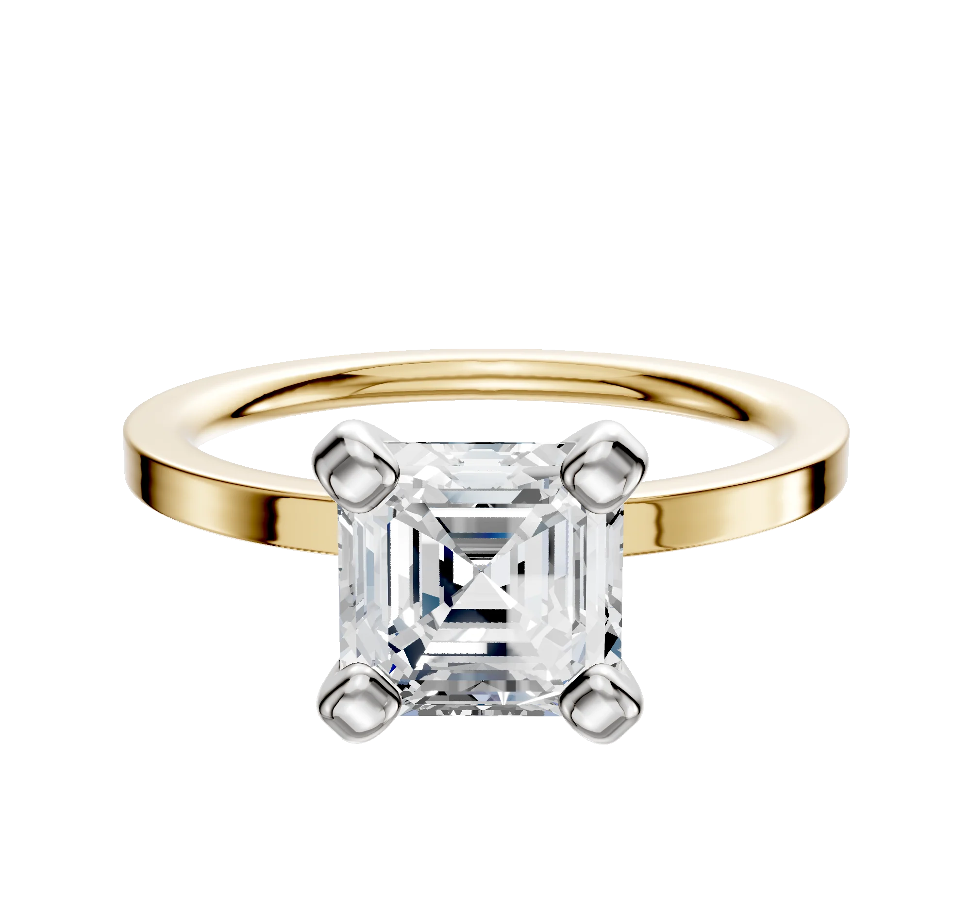 14K Two Tone 4 Prong Classic Flat 1.5mm Engagement Ring