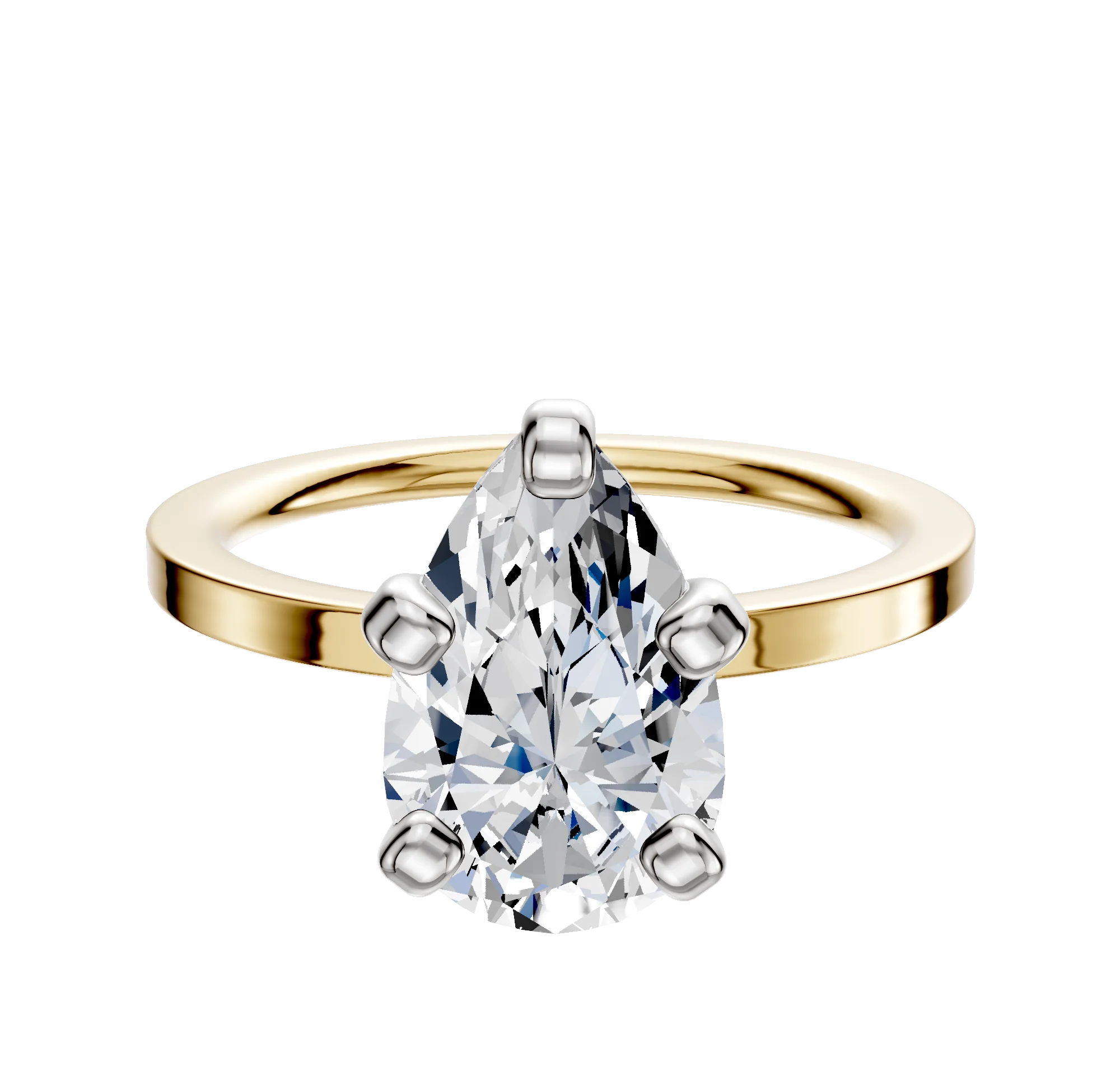 14K Two Tone 4 Prong Classic Flat 1.5mm Engagement Ring