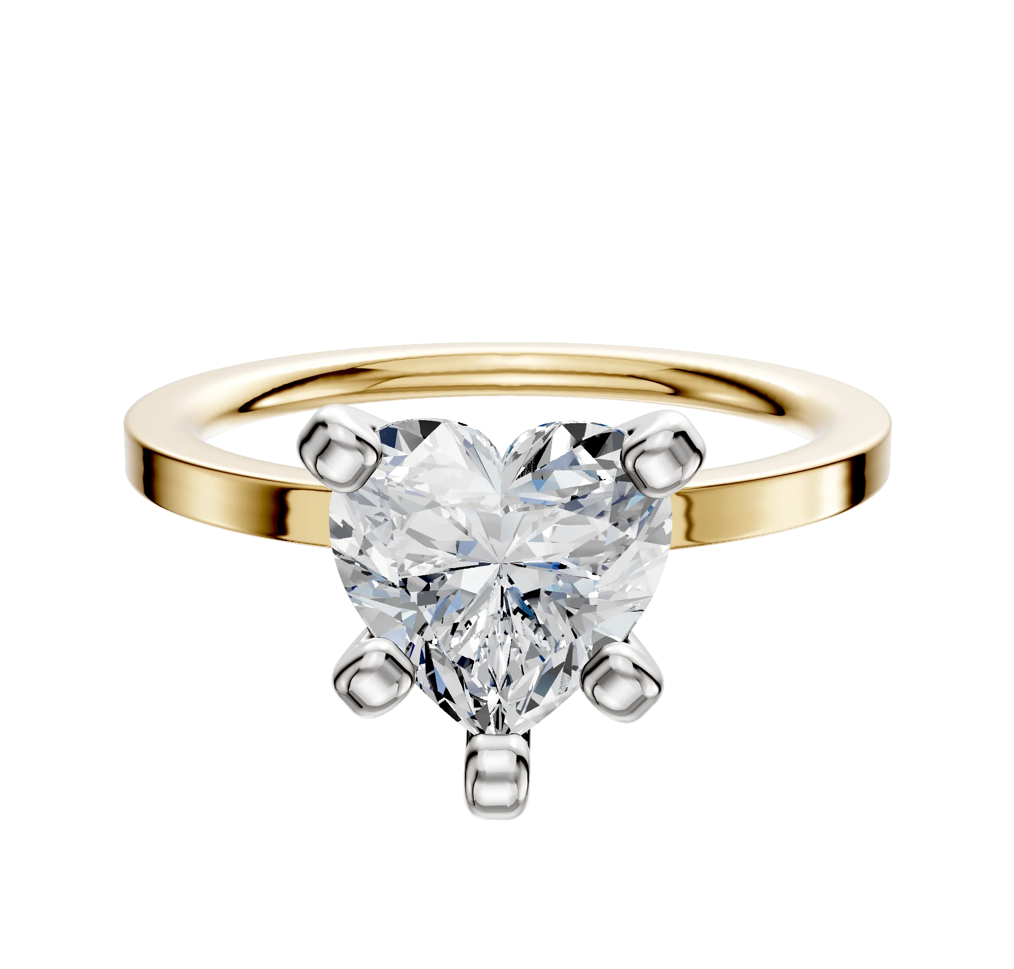 14K Two Tone 4 Prong Classic Flat 1.5mm Engagement Ring