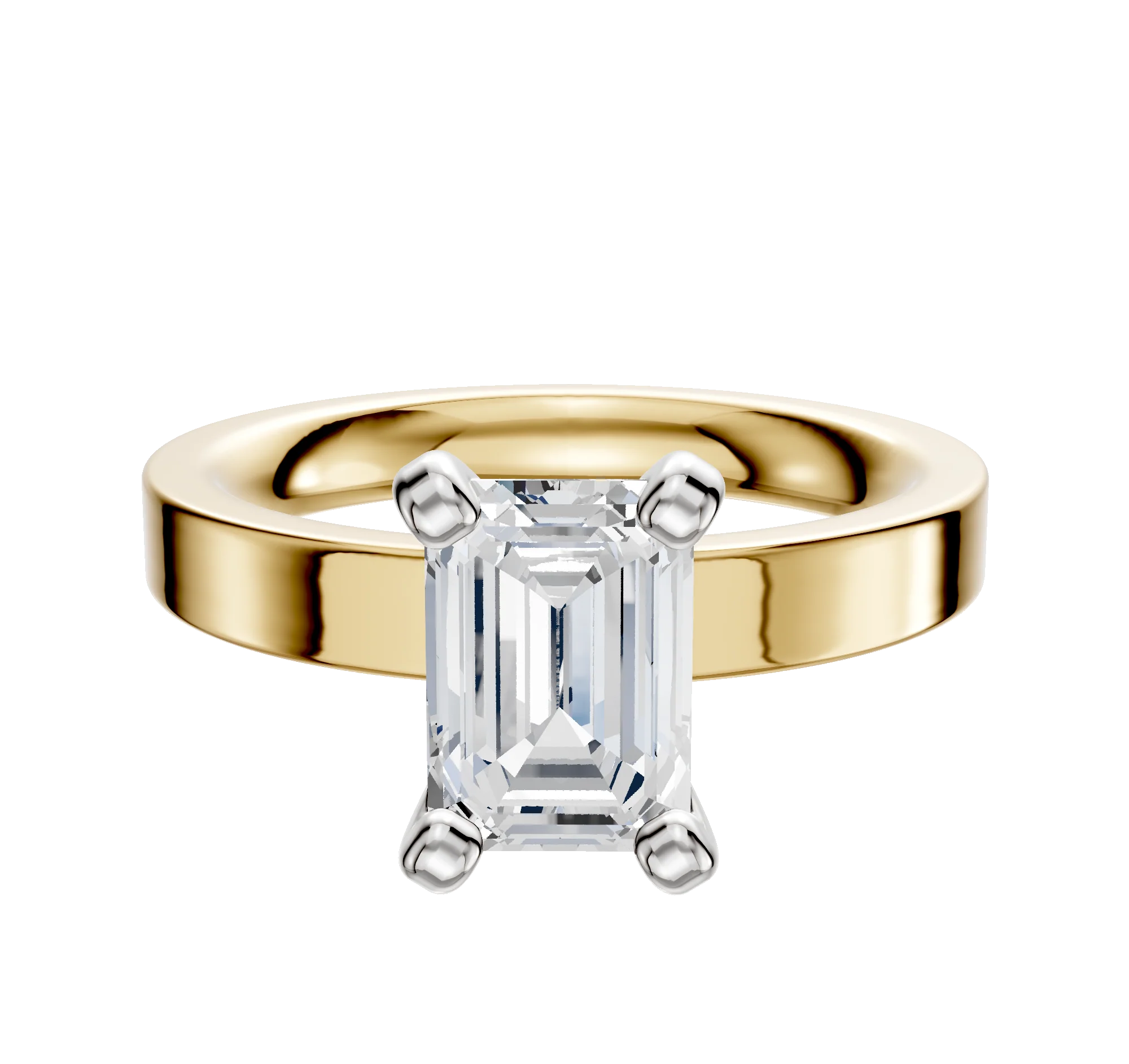 14K Two Tone 4 Prong Classic Flat 3.0mm Engagement Ring