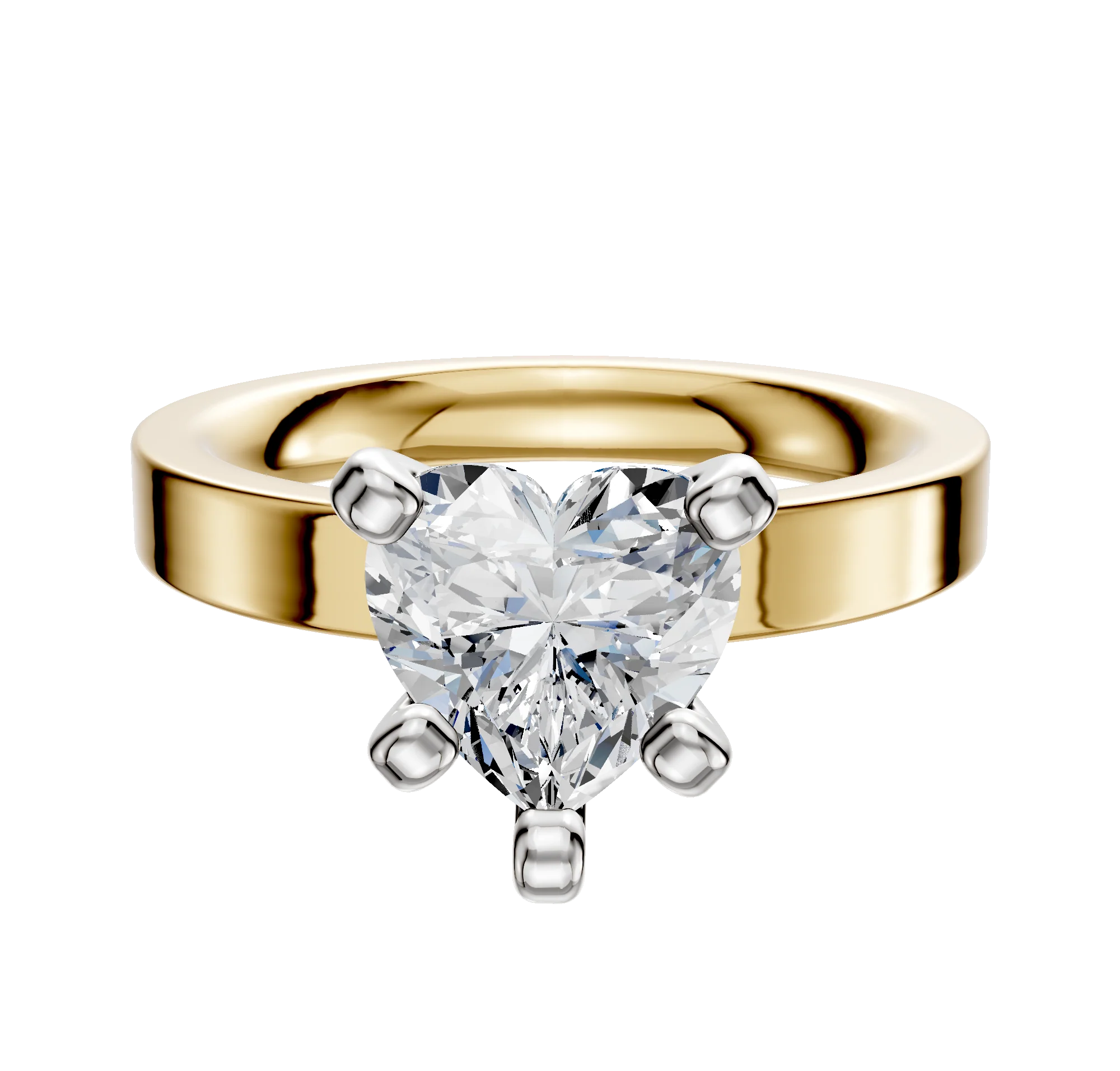 14K Two Tone 4 Prong Classic Flat 3.0mm Engagement Ring