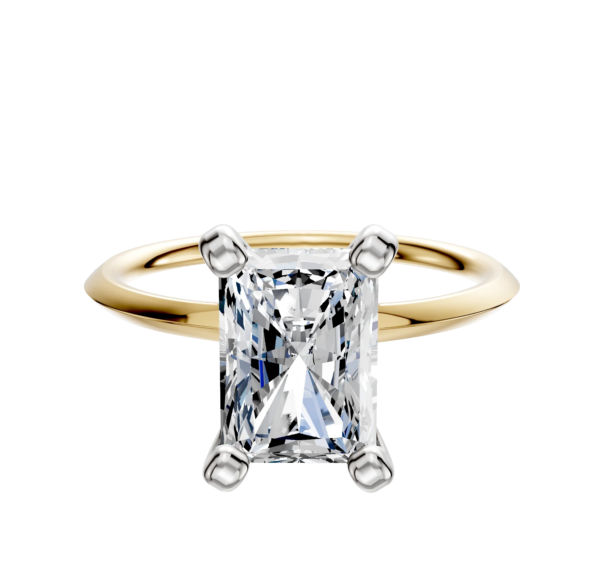 14K Two Tone 4 Prong Classic Knife Edge 1.5mm Engagement Ring