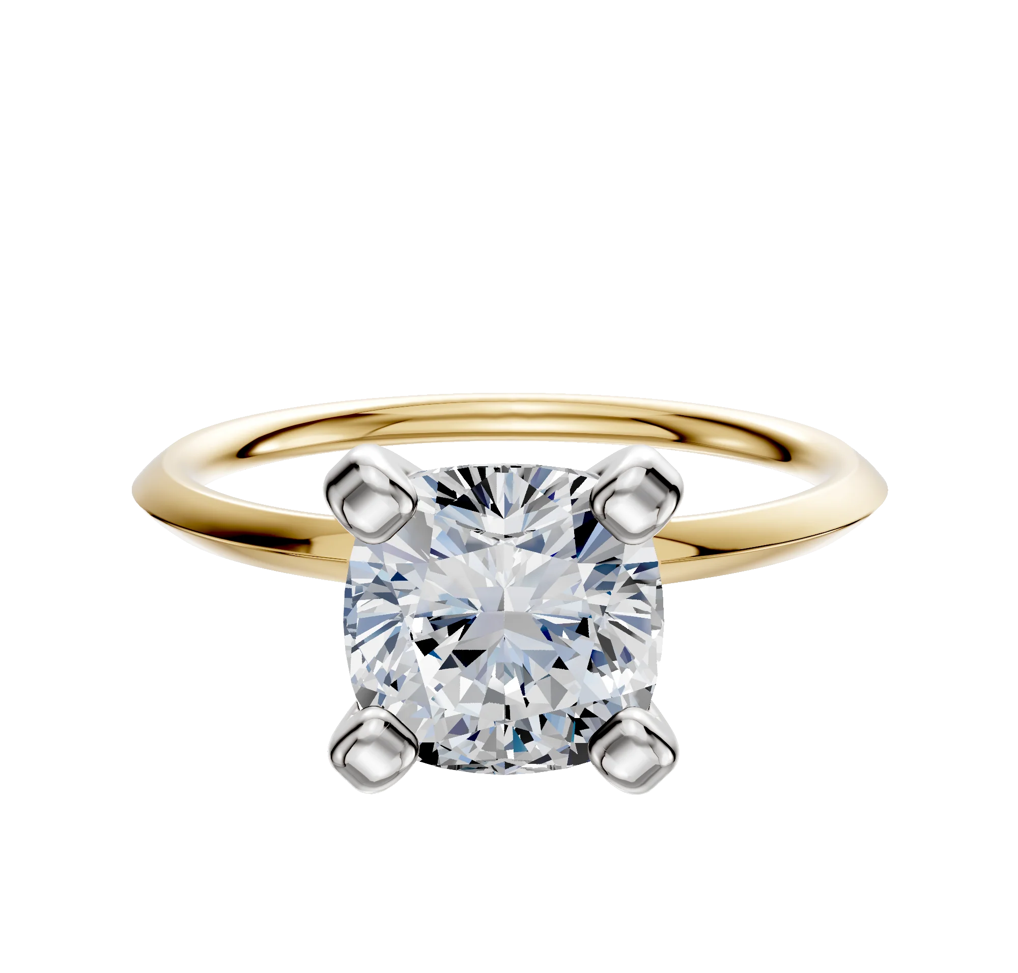 14K Two Tone 4 Prong Classic Knife Edge 1.5mm Engagement Ring