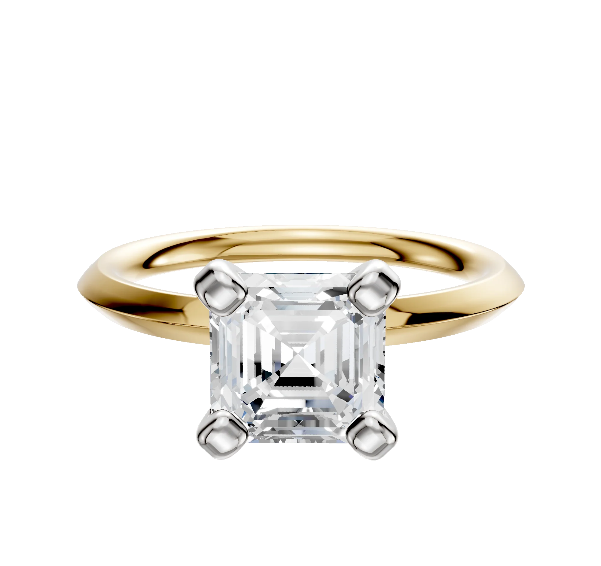 14K Two Tone 4 Prong Classic Knife Edge 2.0mm Engagement Ring