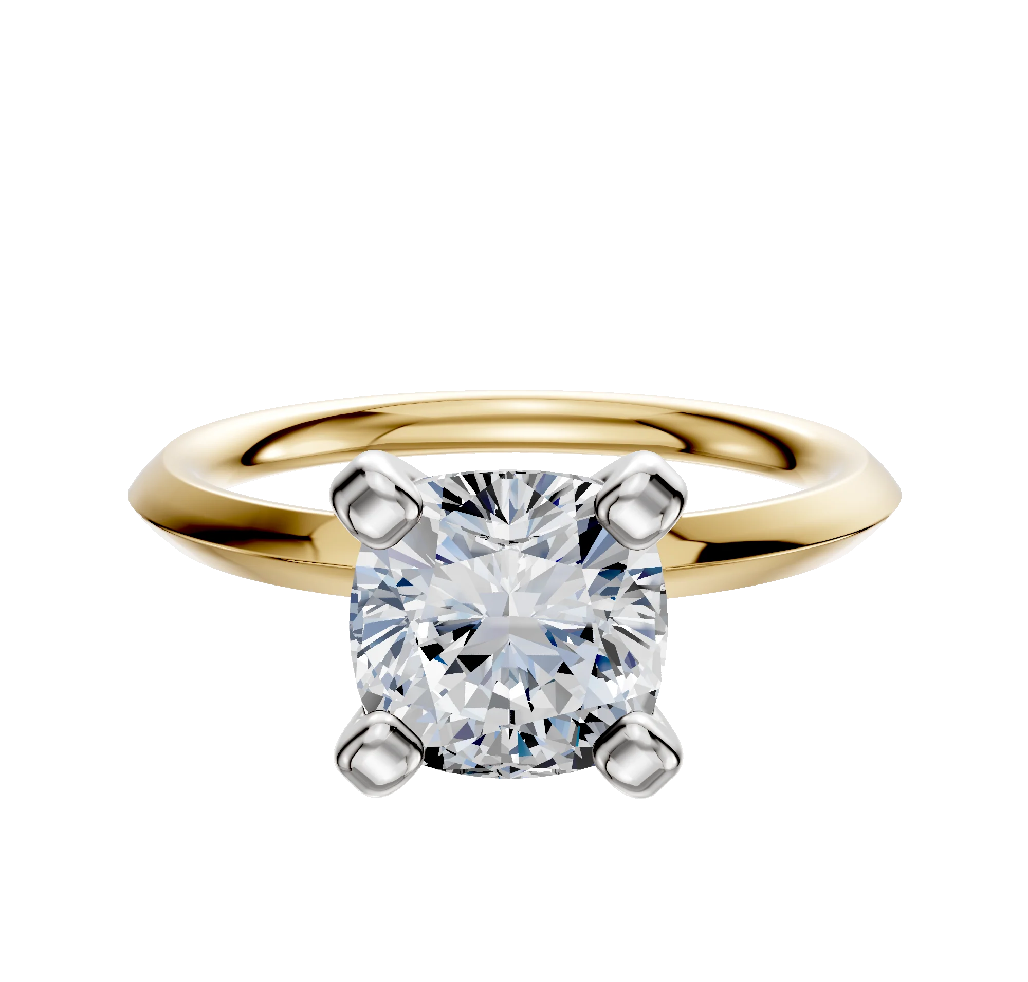 14K Two Tone 4 Prong Classic Knife Edge 2.0mm Engagement Ring