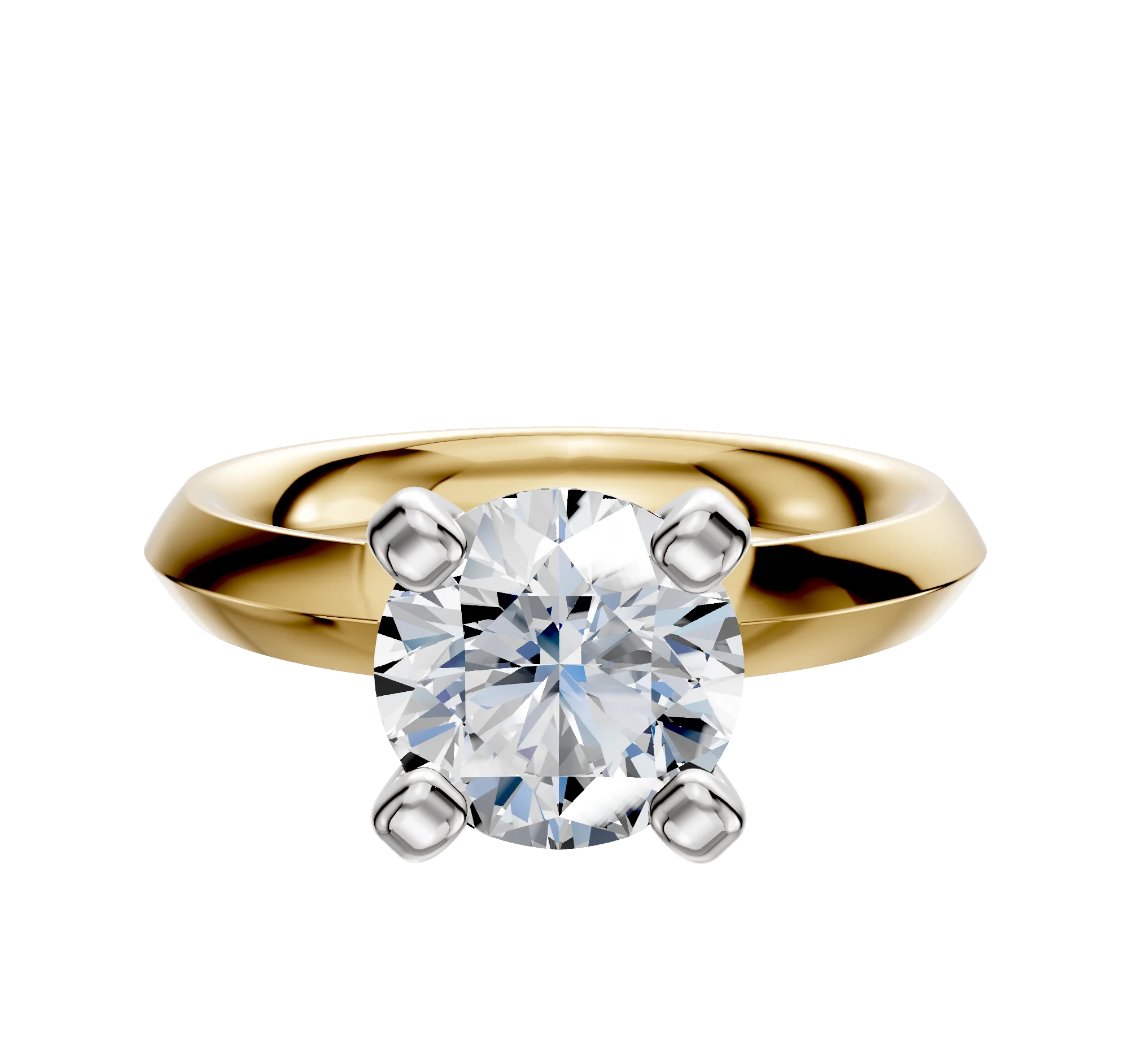14K Two Tone 4 Prong Classic Knife Edge 3.0mm Engagement Ring