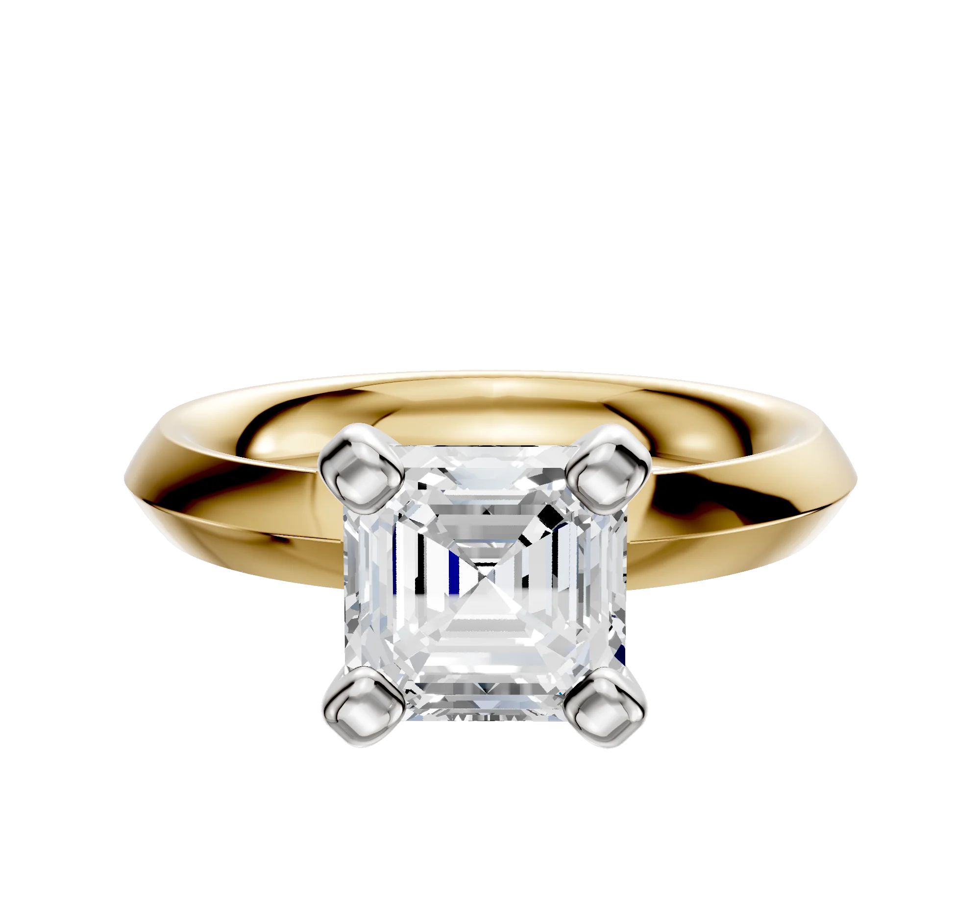14K Two Tone 4 Prong Classic Knife Edge 3.0mm Engagement Ring