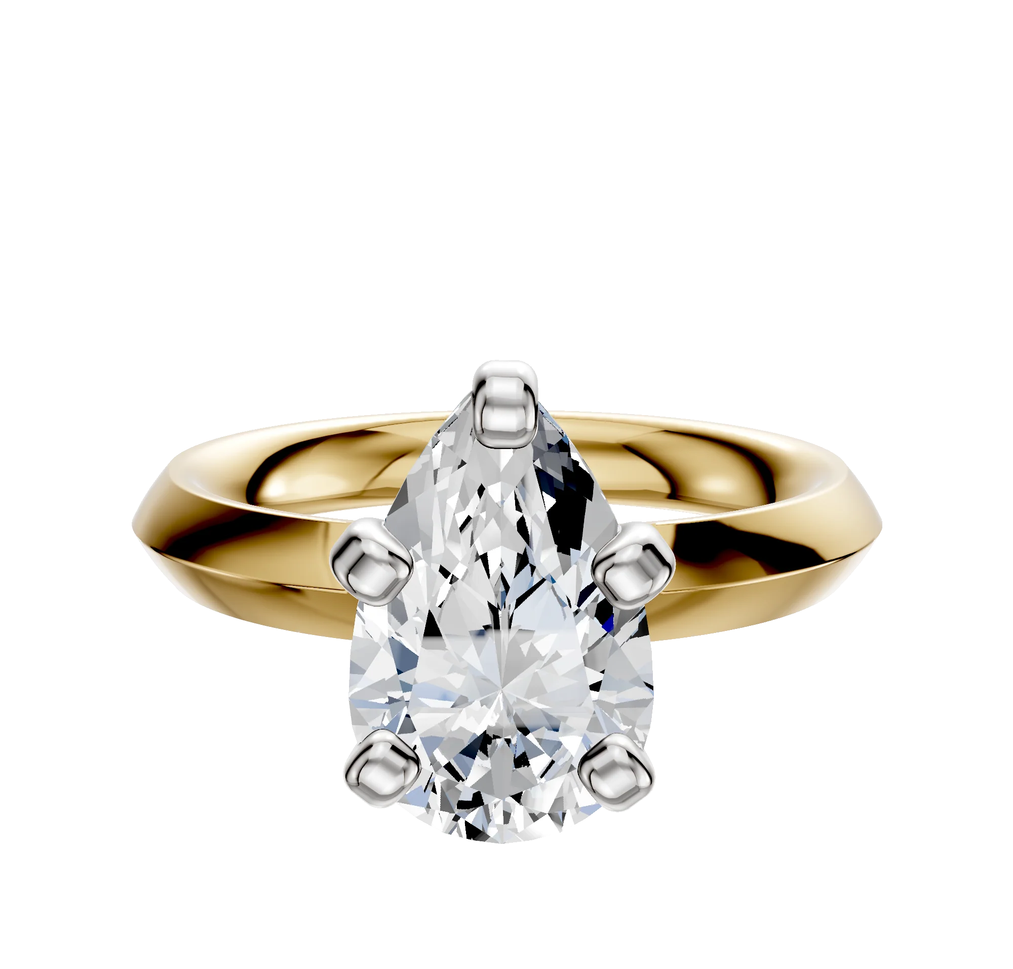 14K Two Tone 4 Prong Classic Knife Edge 3.0mm Engagement Ring