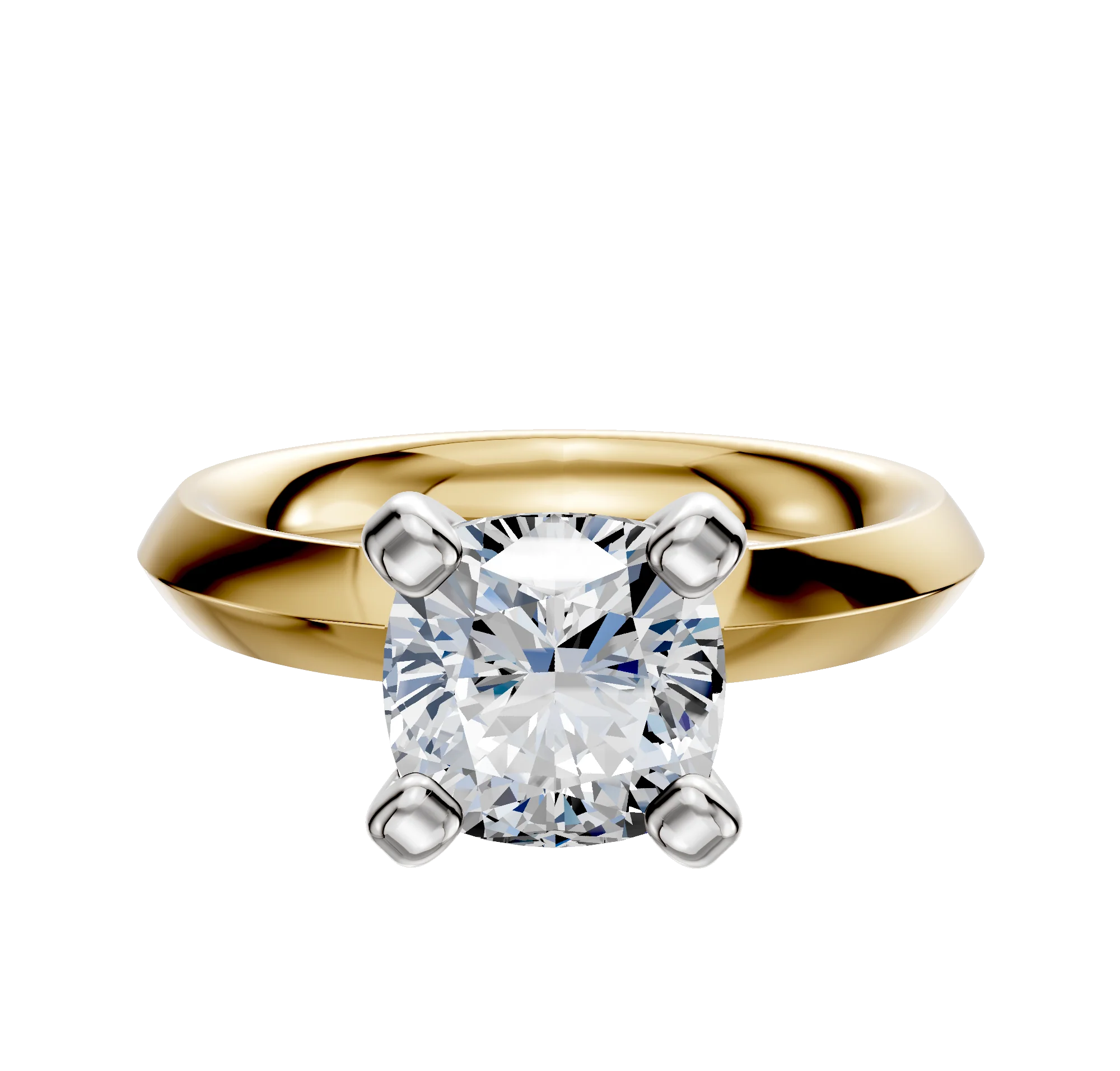 14K Two Tone 4 Prong Classic Knife Edge 3.0mm Engagement Ring