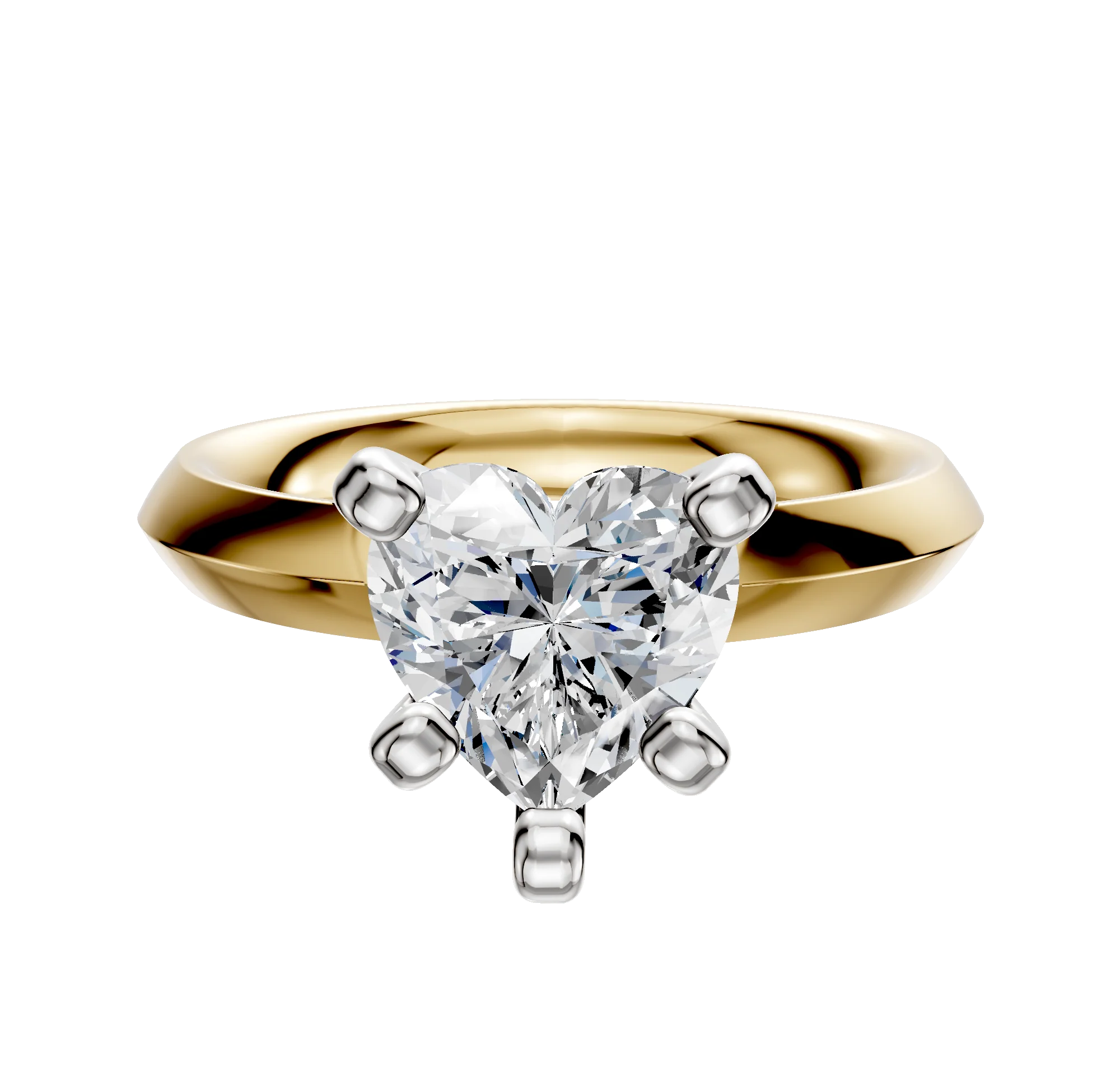 14K Two Tone 4 Prong Classic Knife Edge 3.0mm Engagement Ring