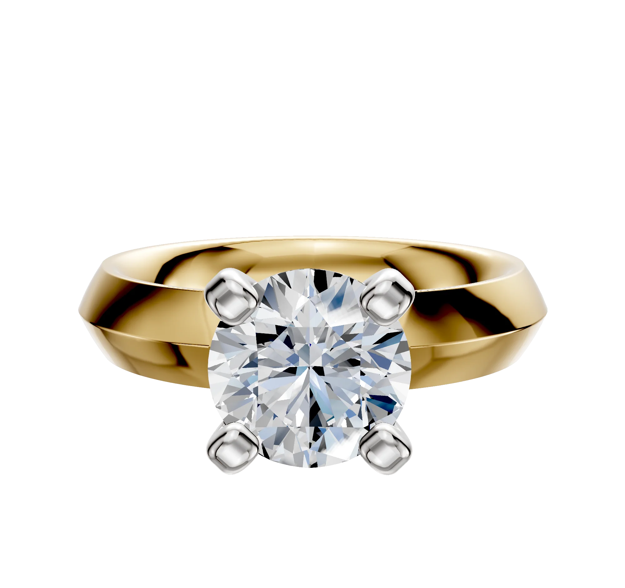 14K Two Tone 4 Prong Classic Knife Edge 4.0mm Engagement Ring