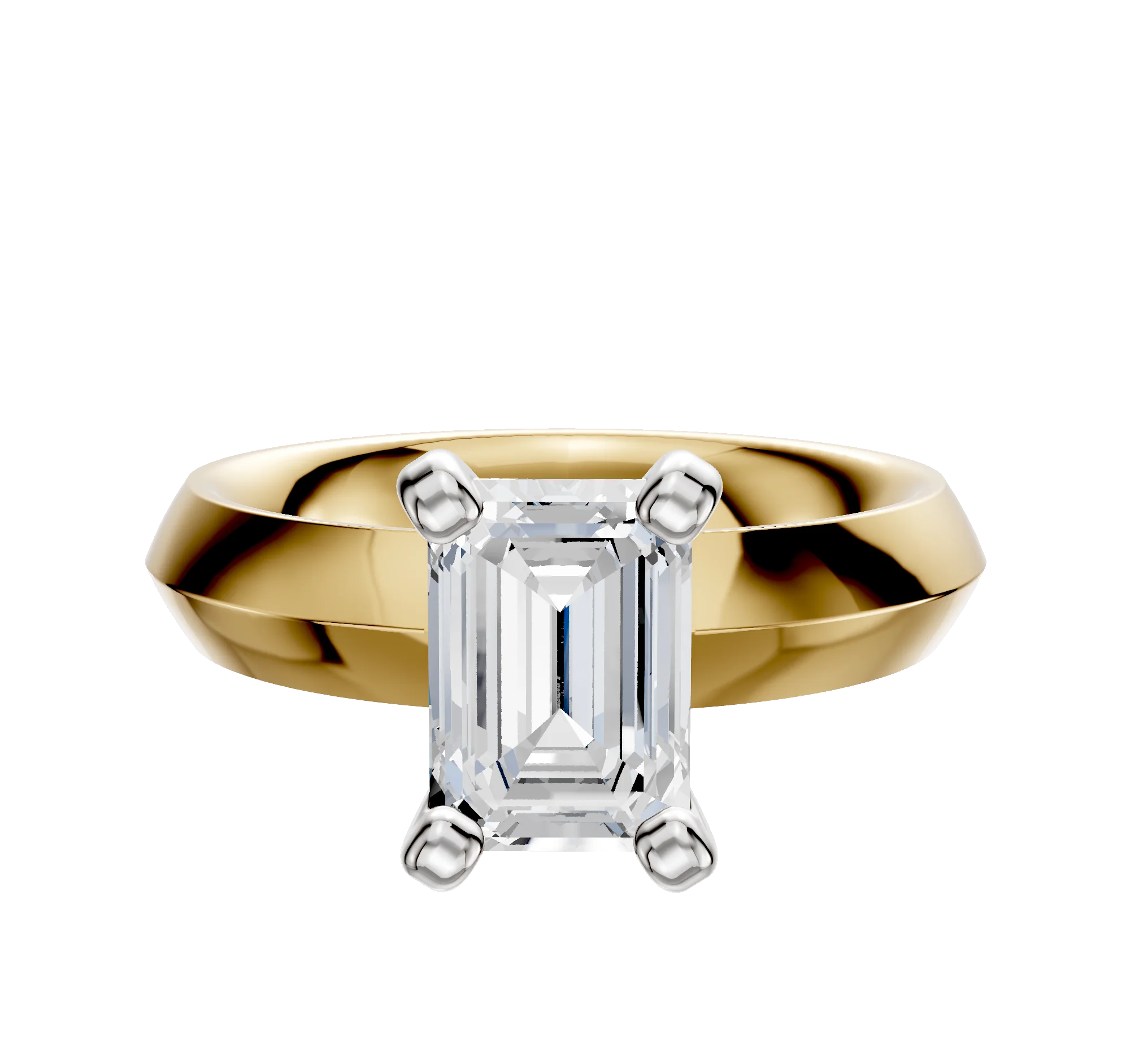 14K Two Tone 4 Prong Classic Knife Edge 4.0mm Engagement Ring