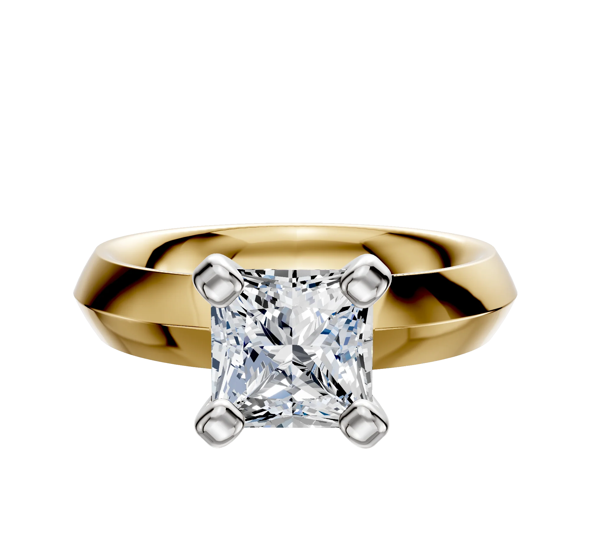 14K Two Tone 4 Prong Classic Knife Edge 4.0mm Engagement Ring
