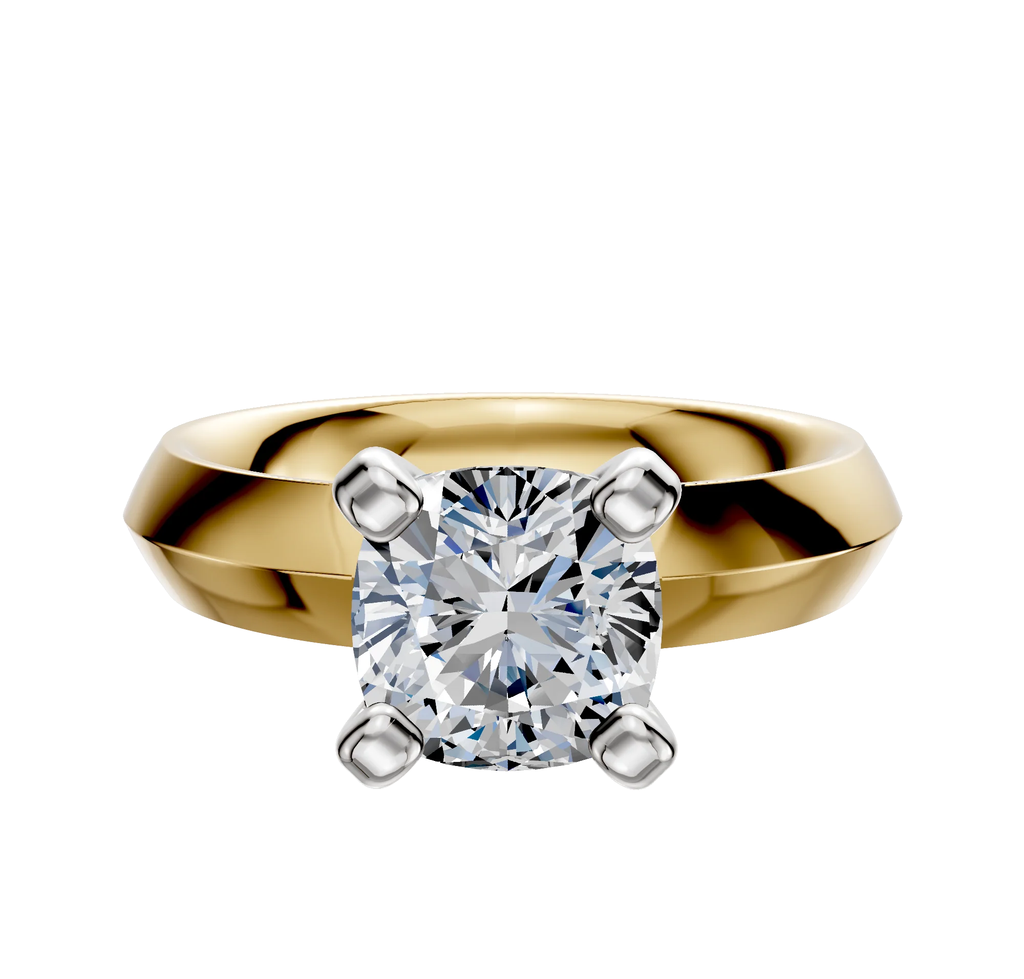 14K Two Tone 4 Prong Classic Knife Edge 4.0mm Engagement Ring