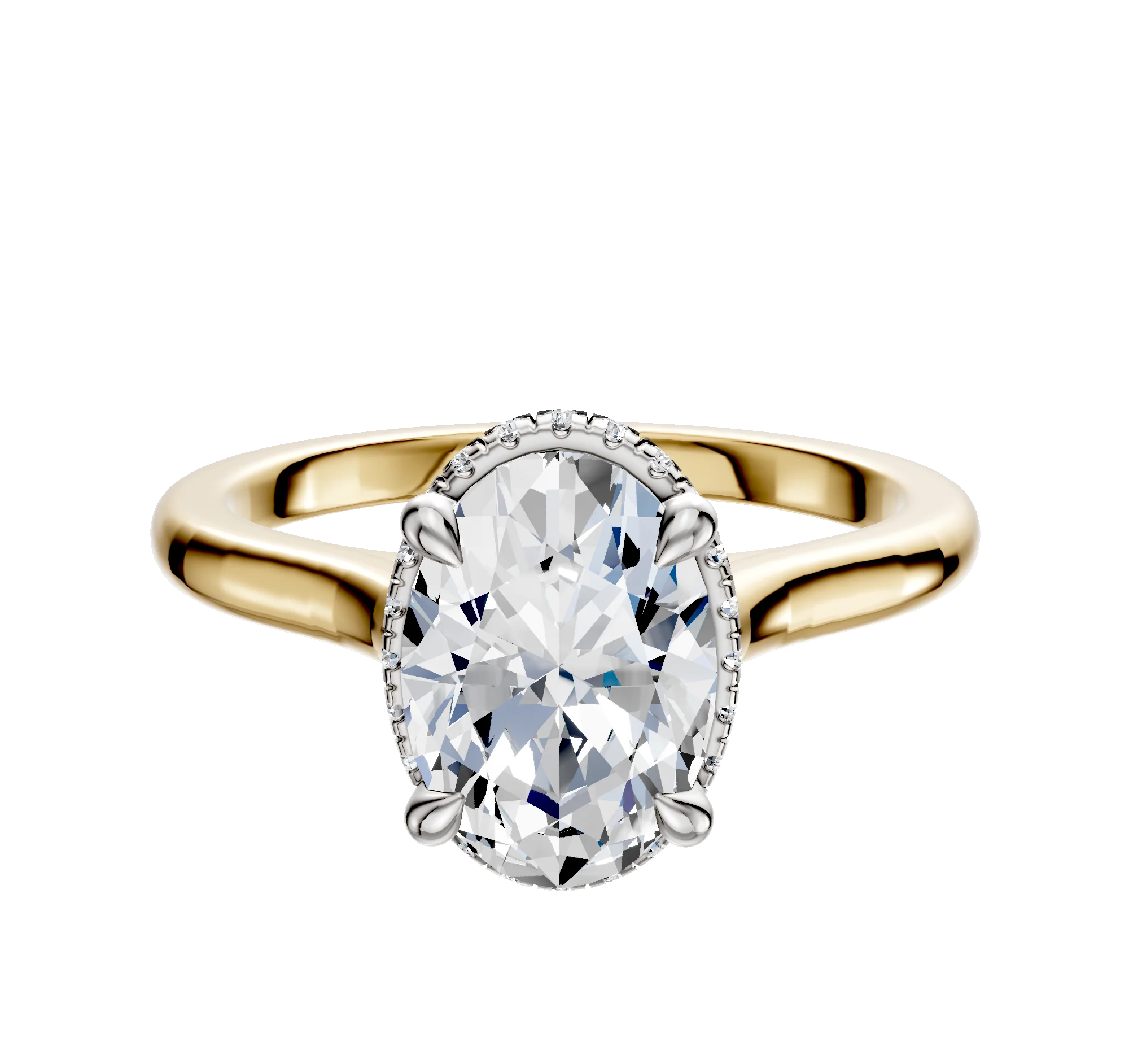 14K Two Tone 4 Prong Collar Cathedral Dome 2.0mm Engagement Ring