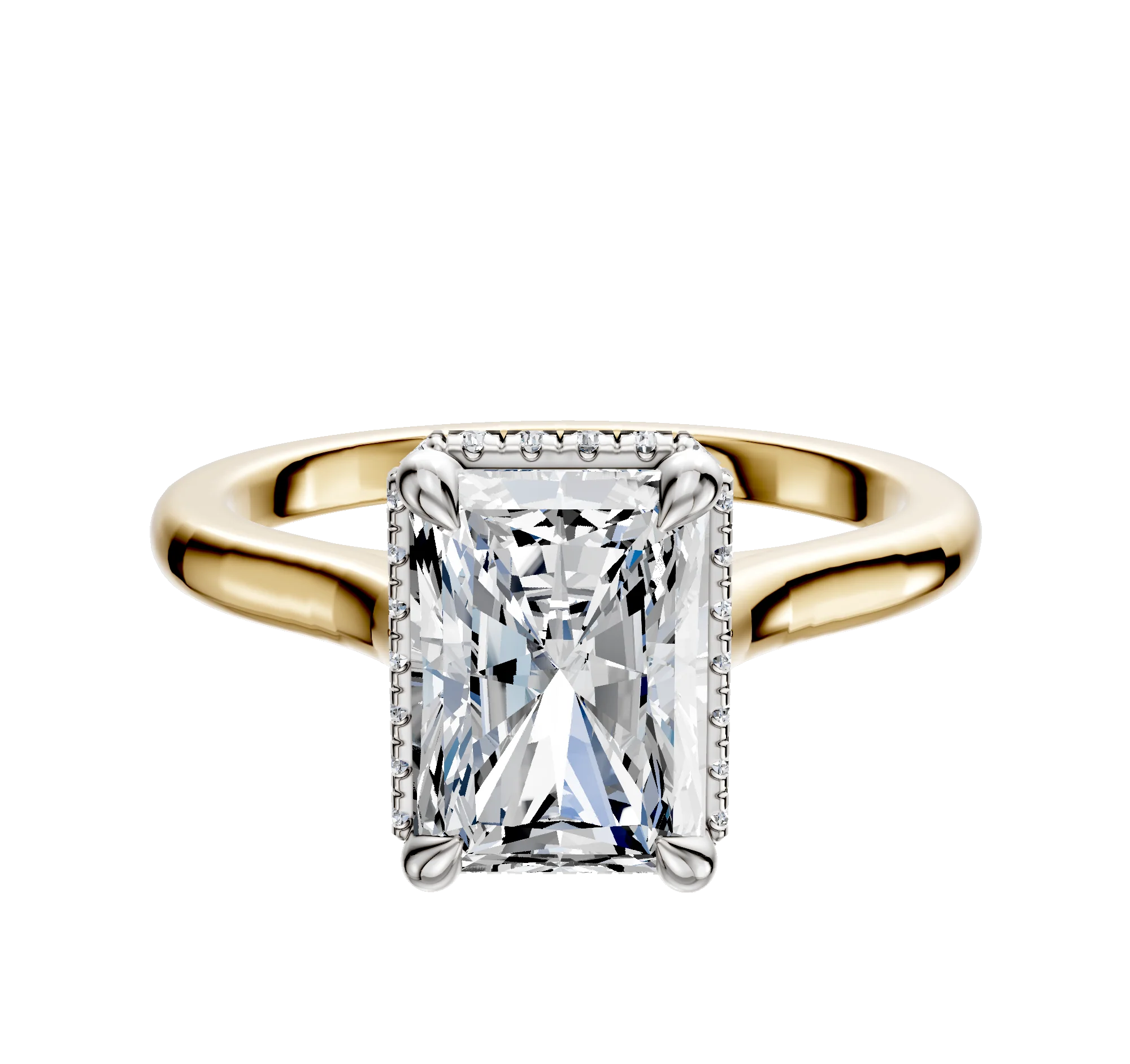 14K Two Tone 4 Prong Collar Cathedral Dome 2.0mm Engagement Ring