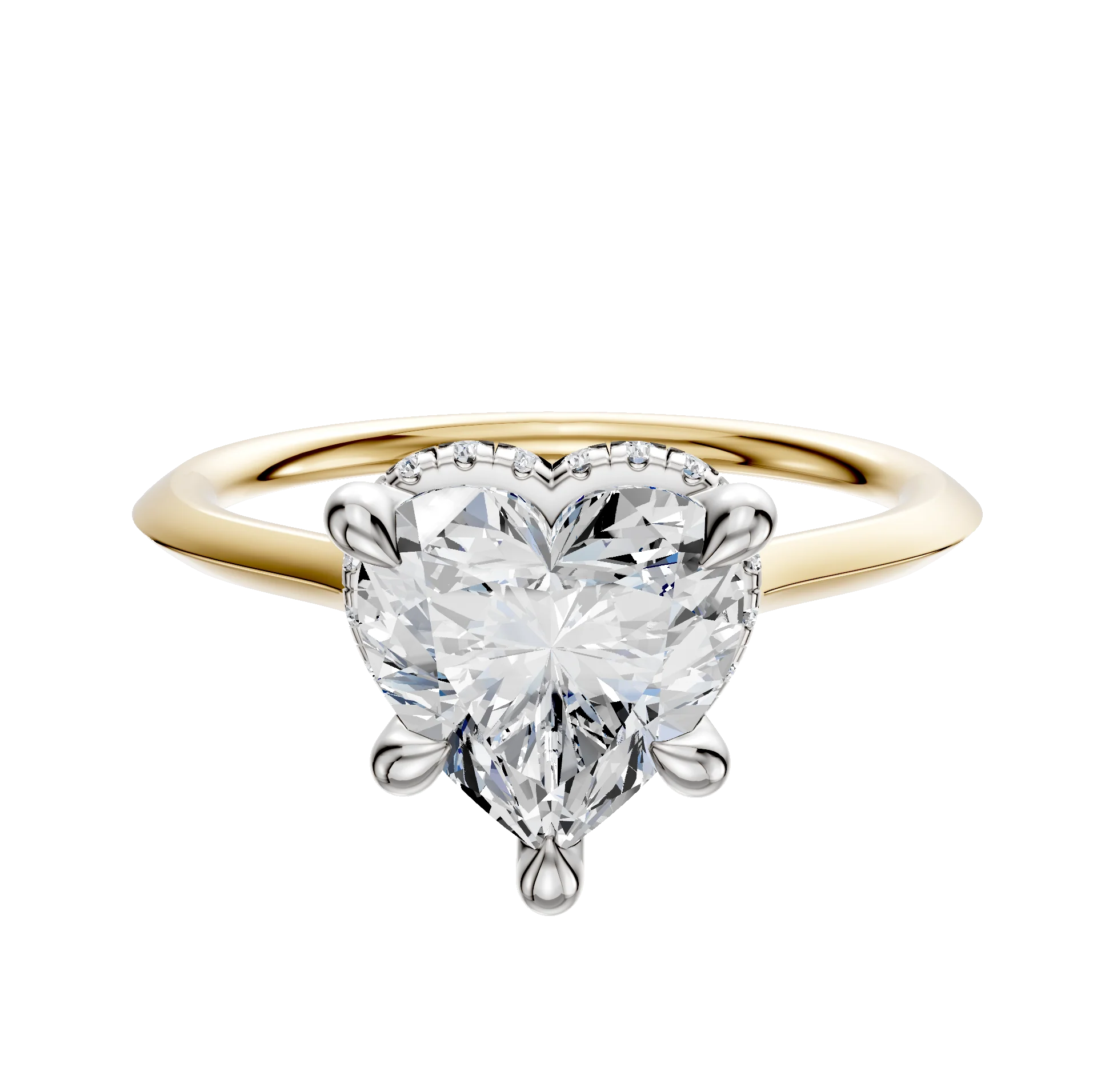 14K Two Tone 4 Prong Collar Cathedral Knife Edge 1.5mm Engagement Ring