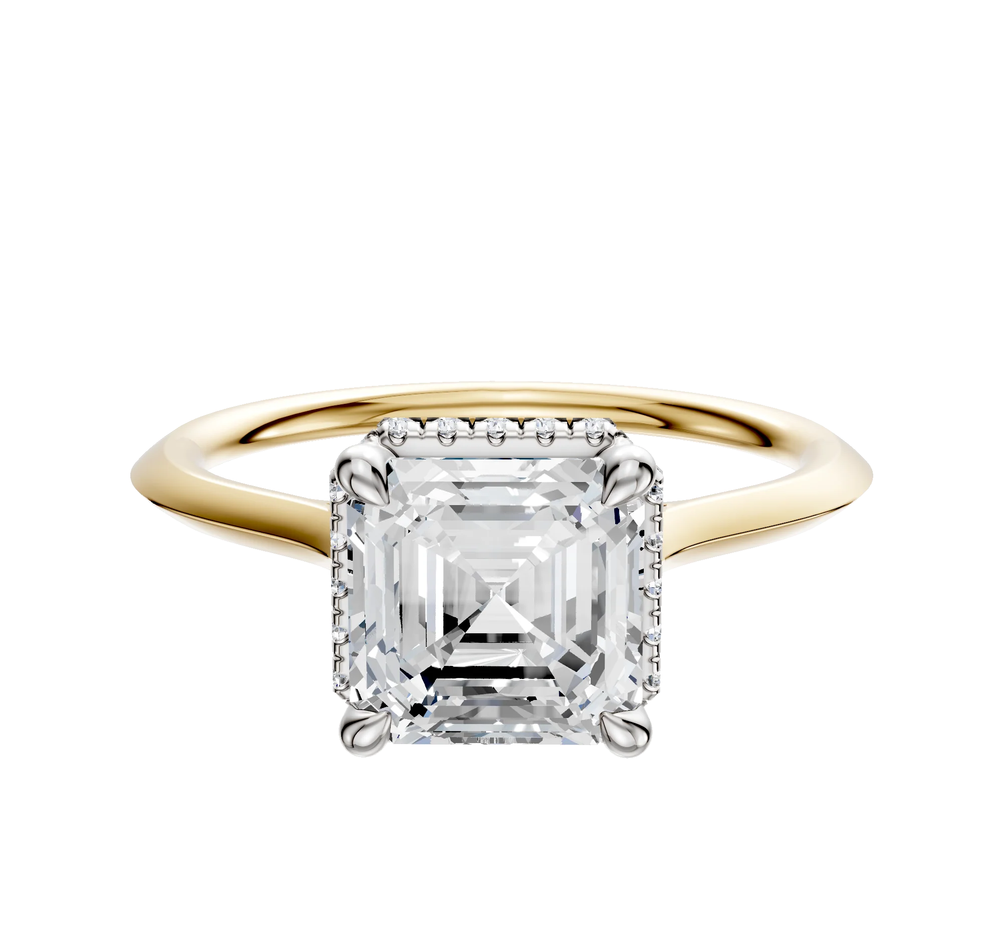 14K Two Tone 4 Prong Collar Cathedral Knife Edge 1.5mm Engagement Ring