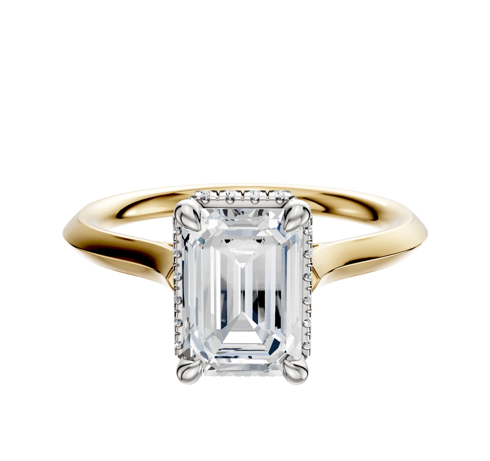 14K Two Tone 4 Prong Collar Cathedral Knife Edge 2.0mm Engagement Ring