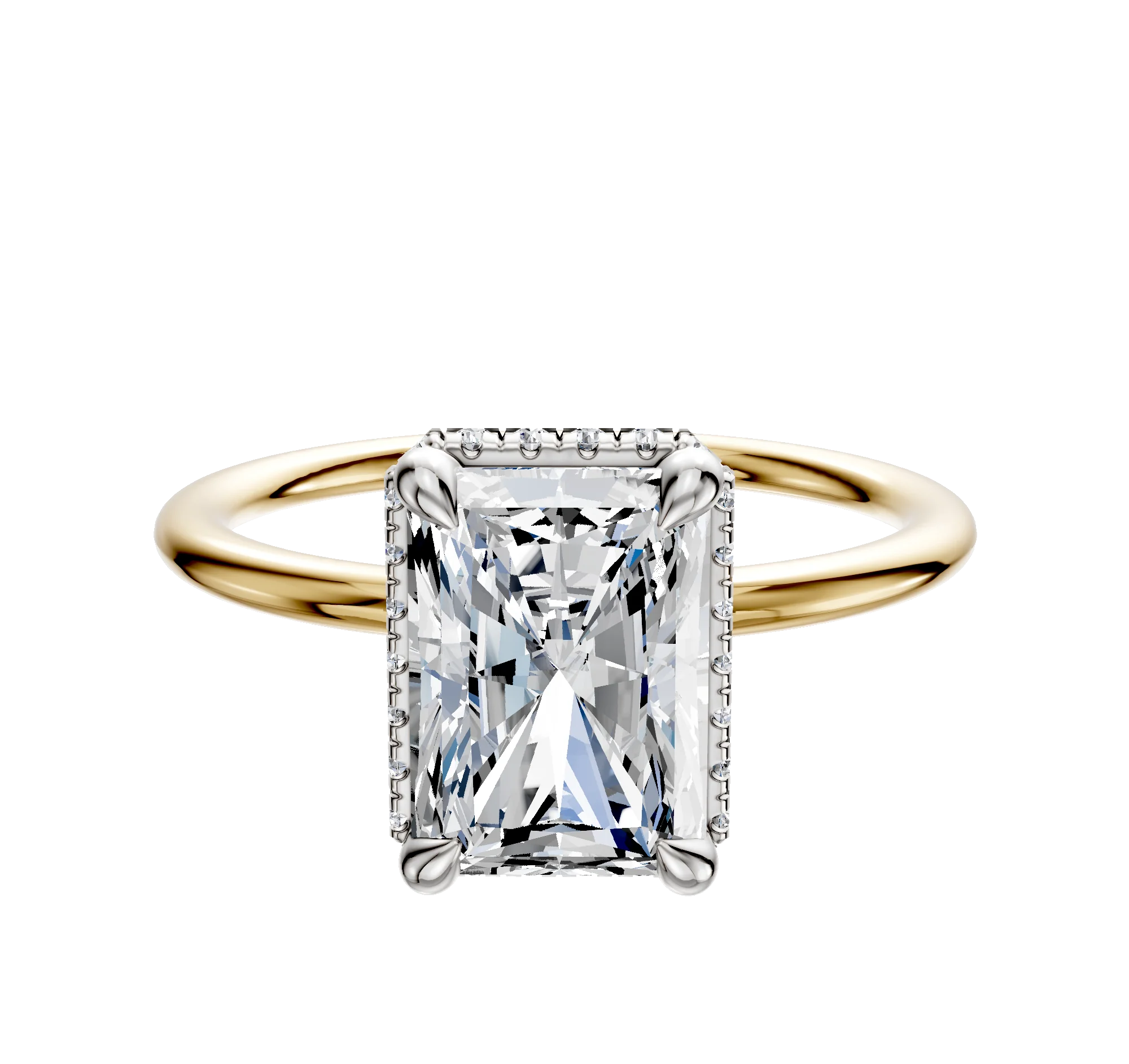 14K Two Tone 4 Prong Collar Classic Dome 1.5mm Engagement Ring