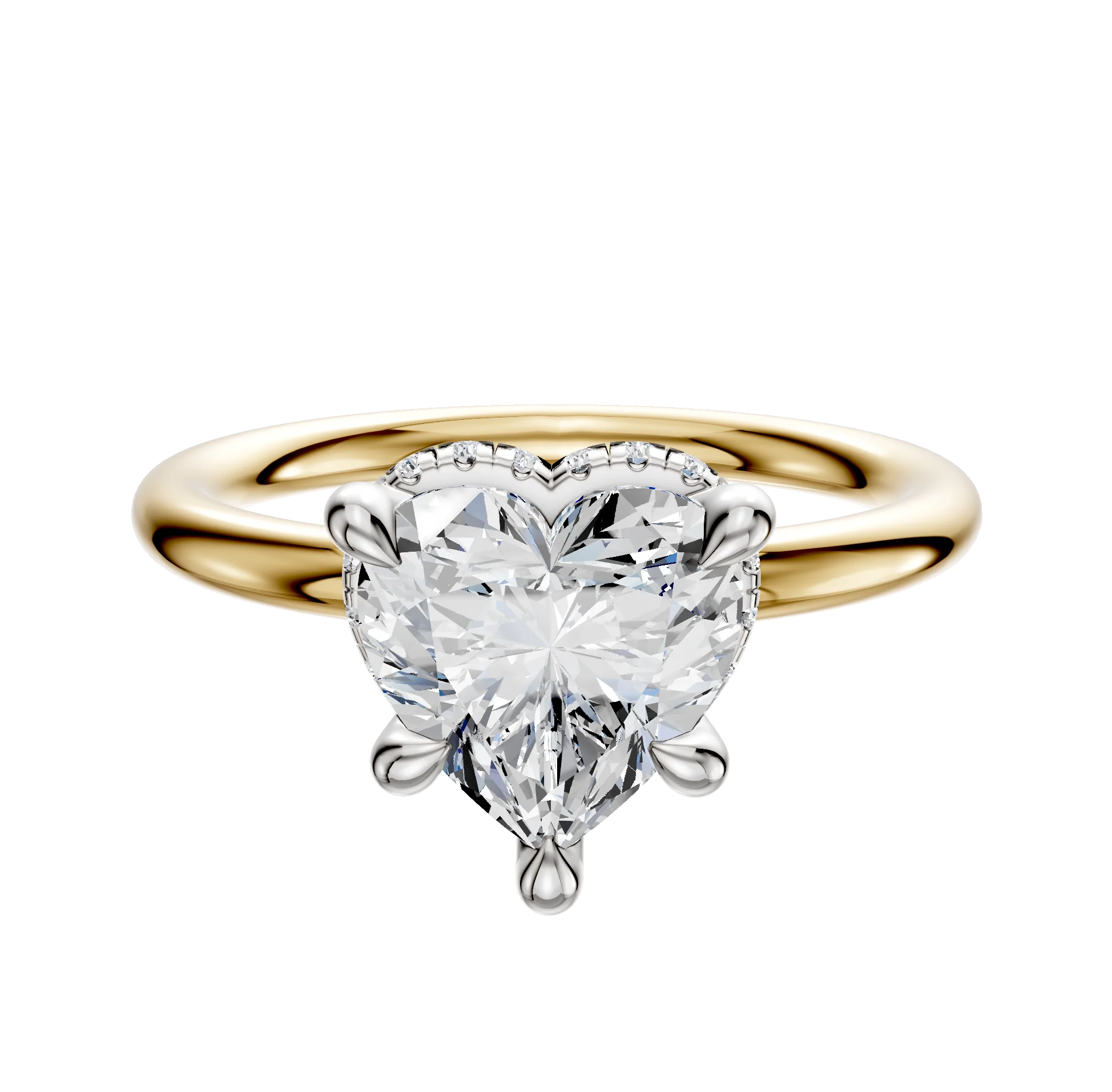 14K Two Tone 4 Prong Collar Classic Dome 2.0mm Engagement Ring