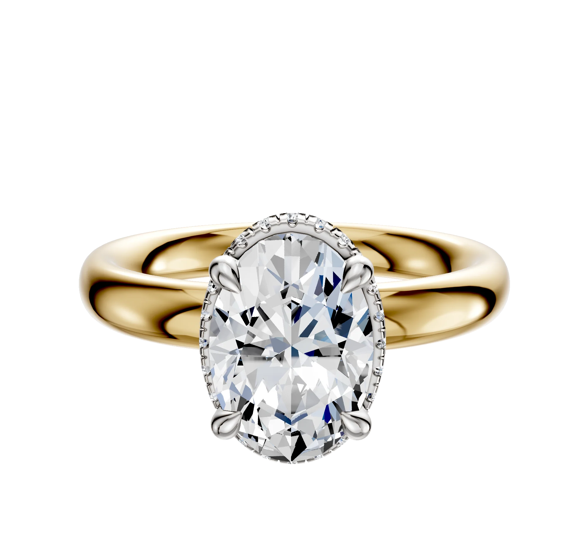 14K Two Tone 4 Prong Collar Classic Dome 3.0mm Engagement Ring