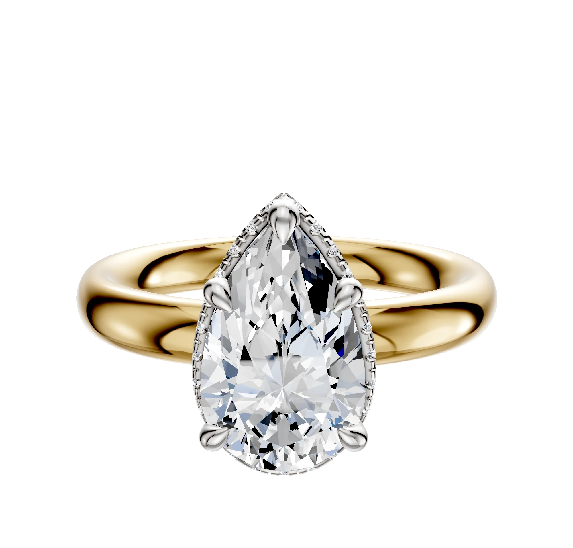 14K Two Tone 4 Prong Collar Classic Dome 3.0mm Engagement Ring