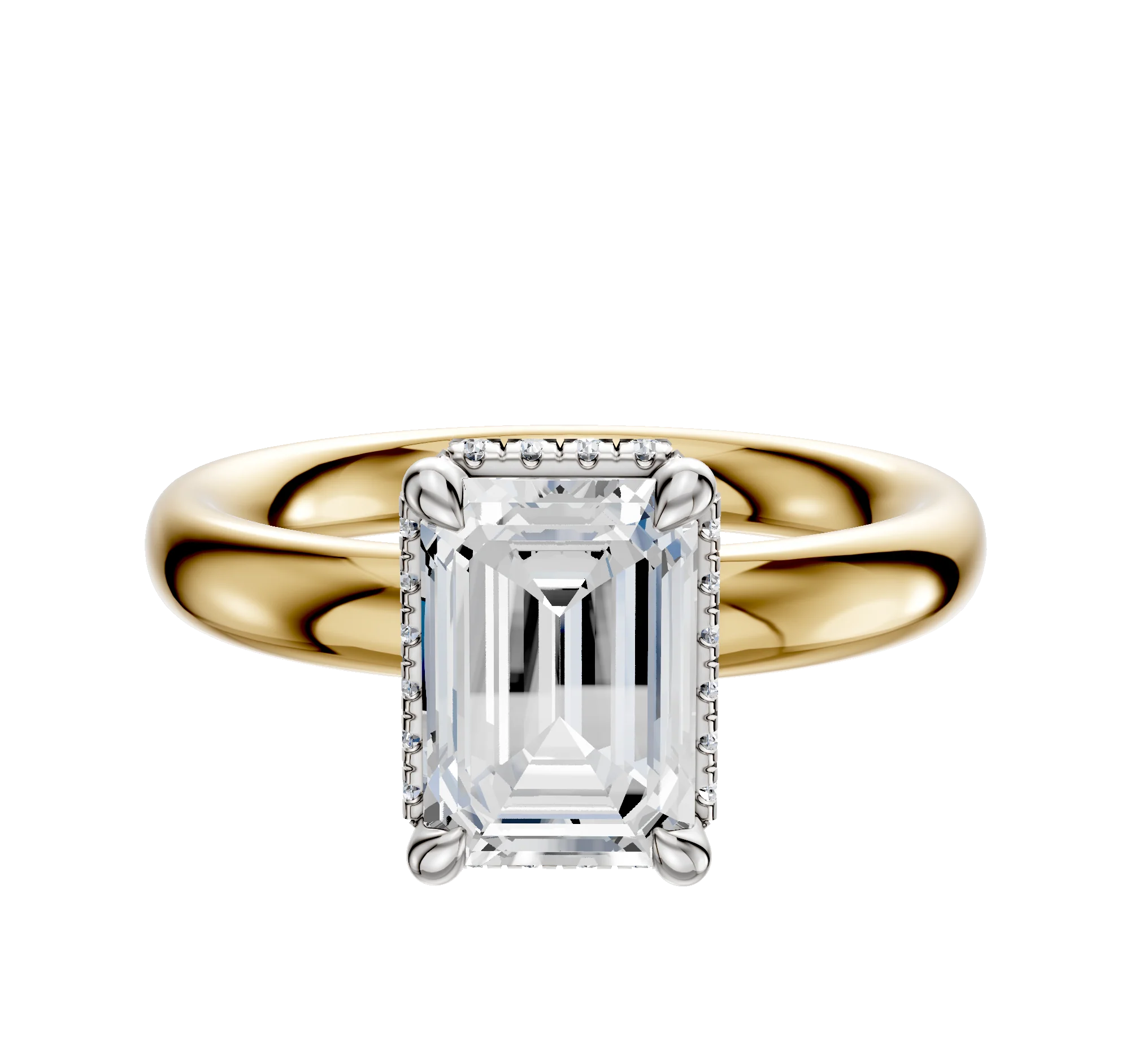 14K Two Tone 4 Prong Collar Classic Dome 3.0mm Engagement Ring