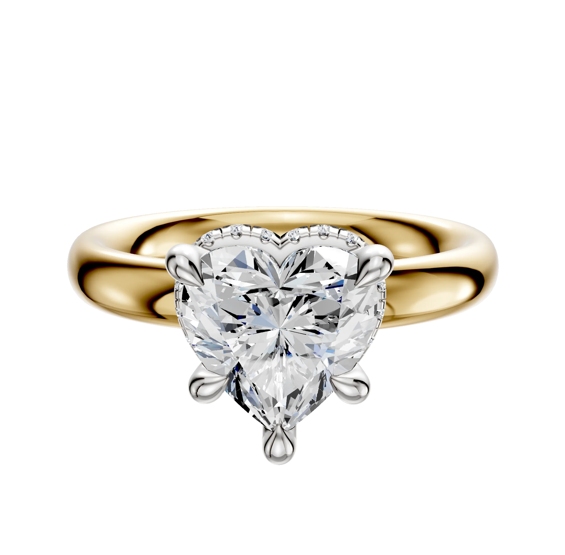 14K Two Tone 4 Prong Collar Classic Dome 3.0mm Engagement Ring