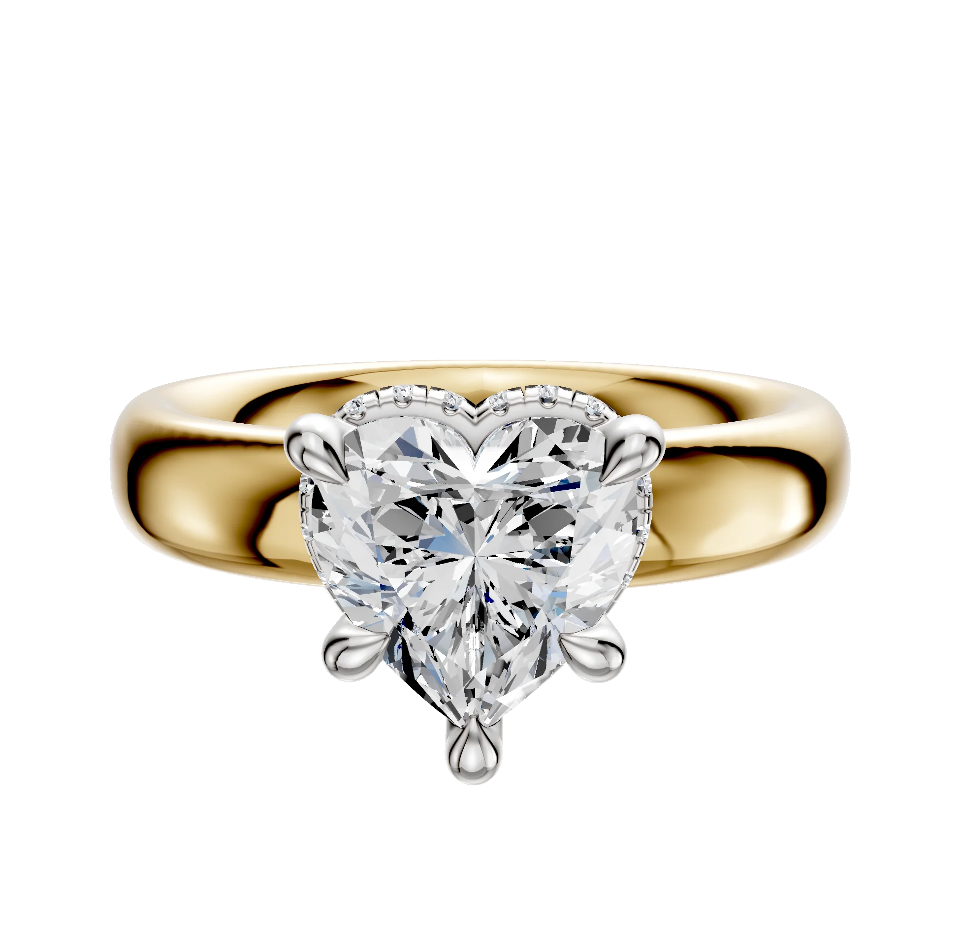 14K Two Tone 4 Prong Collar Classic Dome 4.0mm Engagement Ring