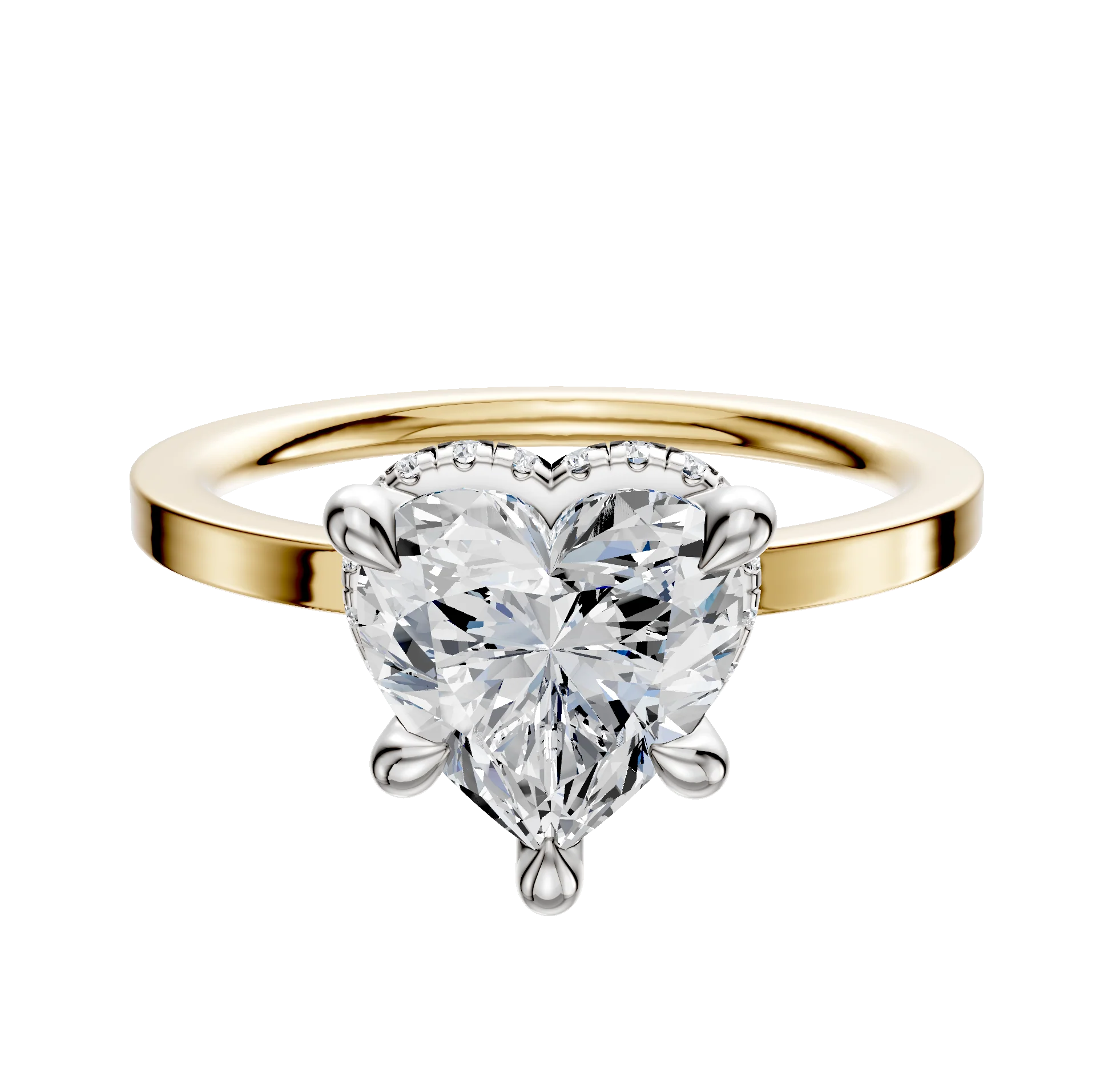 14K Two Tone 4 Prong Collar Classic Flat 1.5mm Engagement Ring