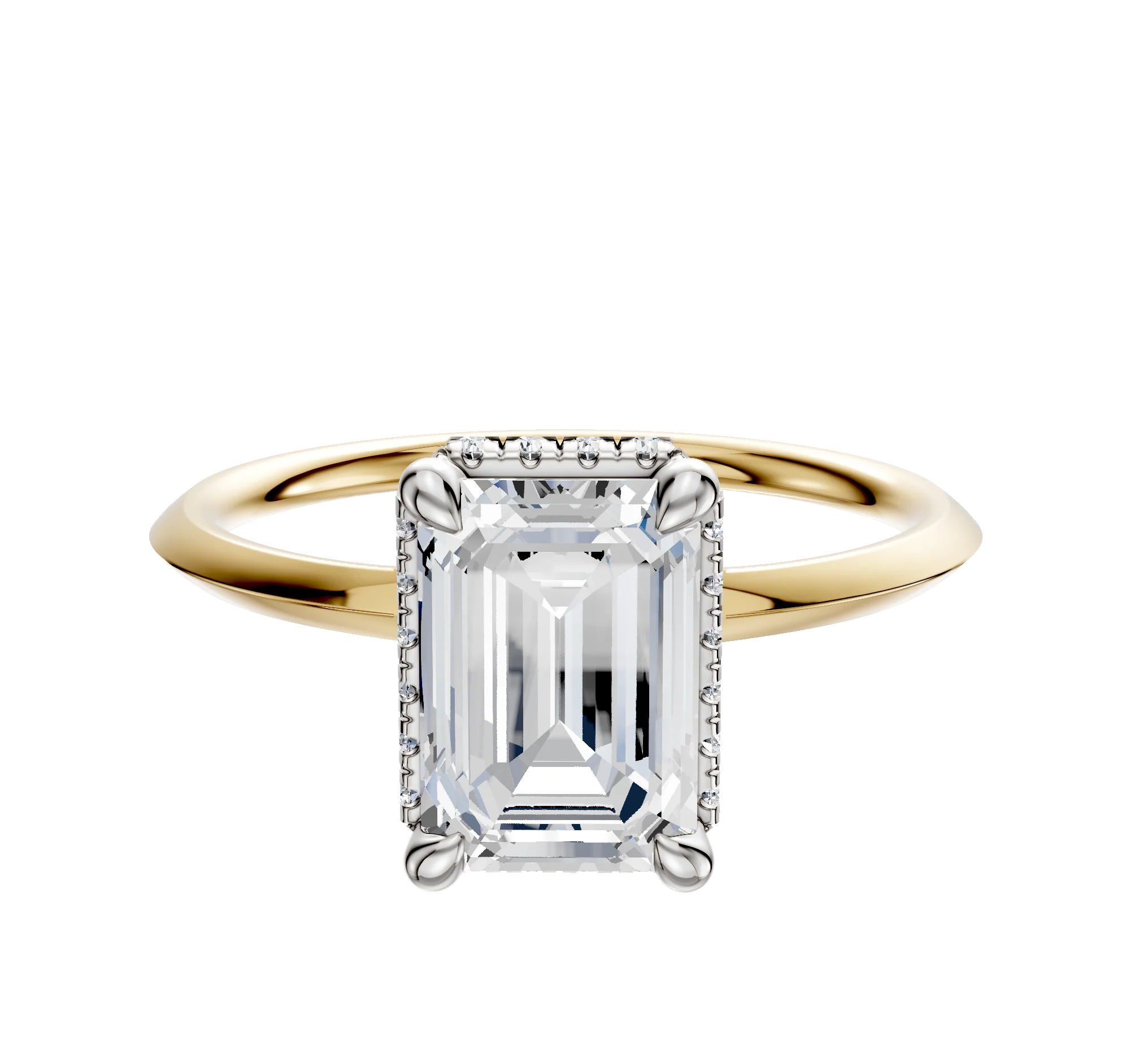 14K Two Tone 4 Prong Collar Classic Knife Edge 1.5mm Engagement Ring