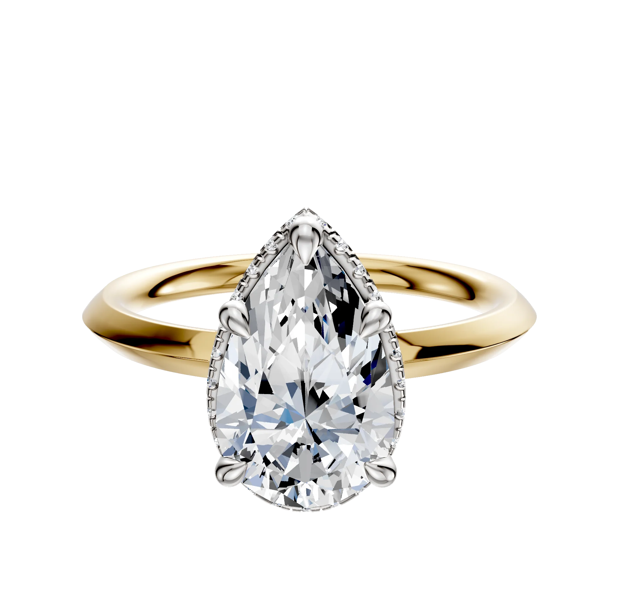 14K Two Tone 4 Prong Collar Classic Knife Edge 2.0mm Engagement Ring